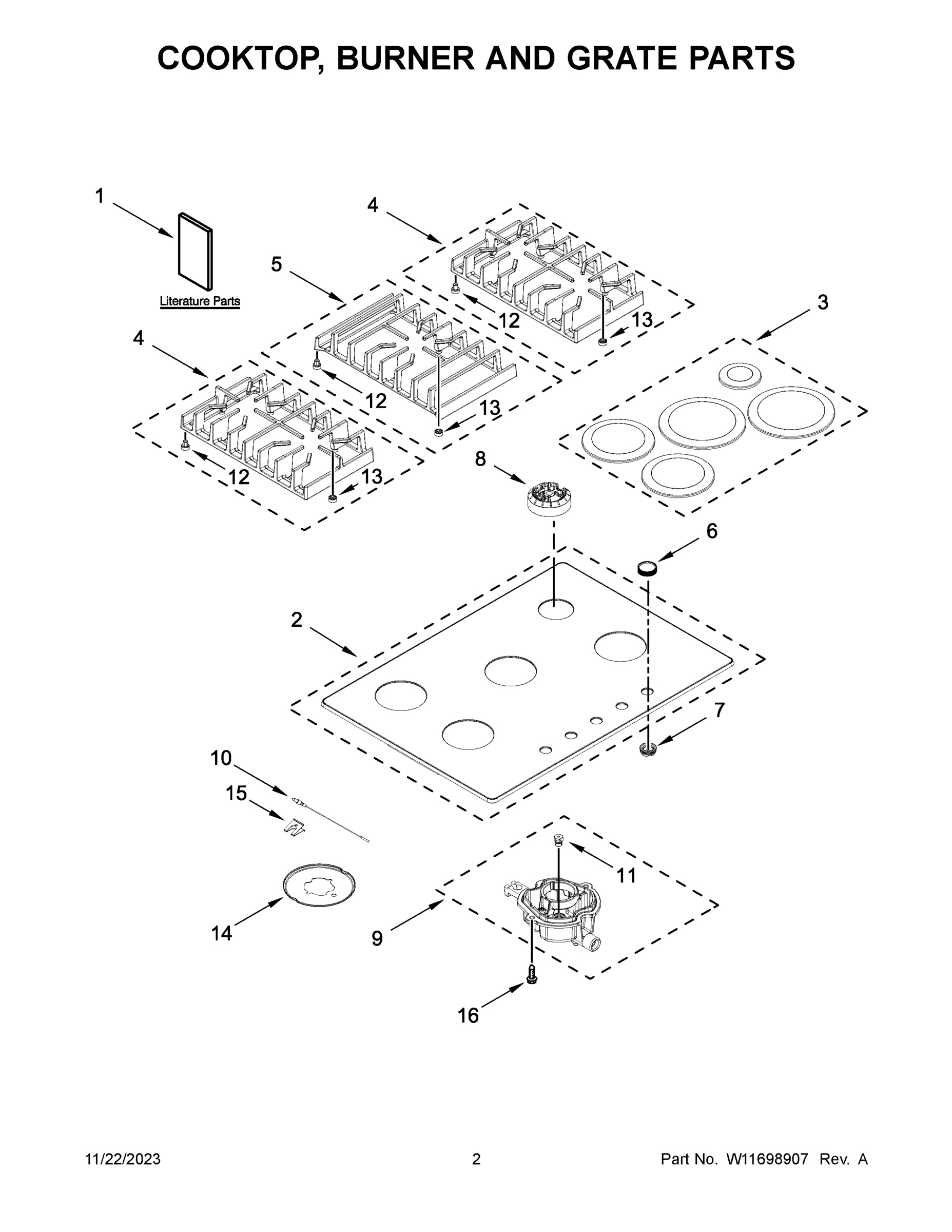 02 - COOKTOP, BURNER AND GRATE PARTS