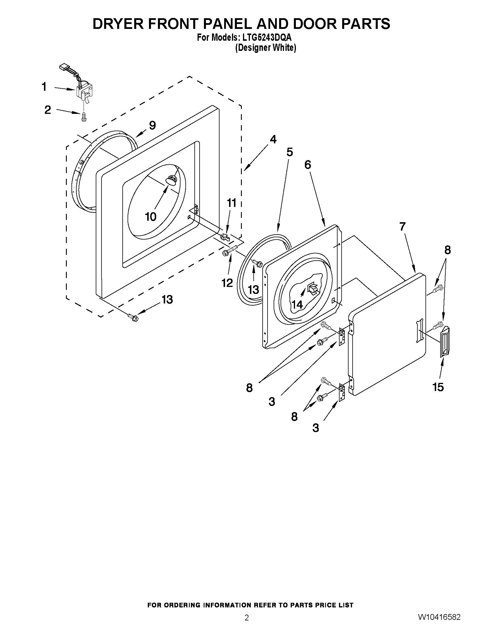 02 - DRYER FRONT PANEL AND DOOR PARTS