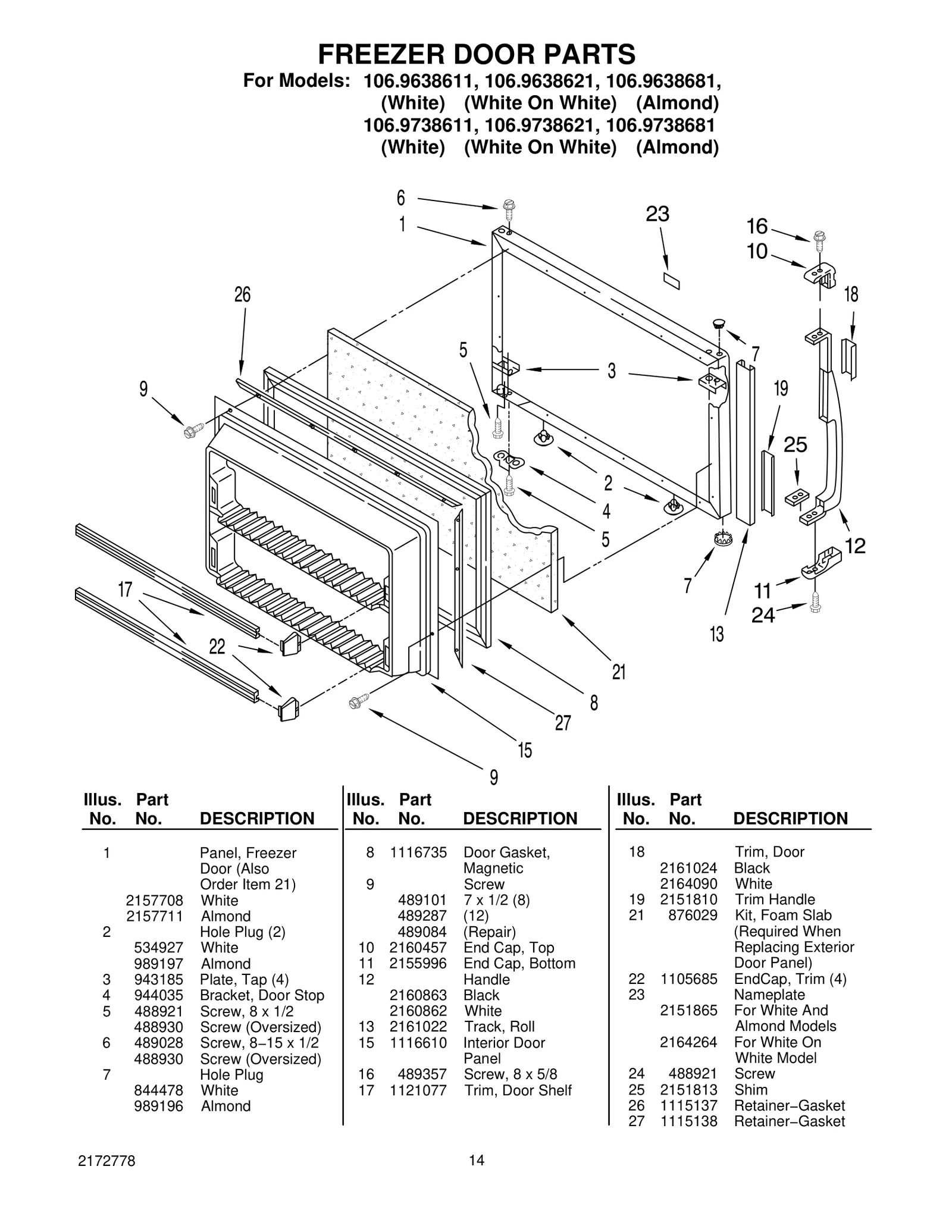 FREEZER DOOR PARTS