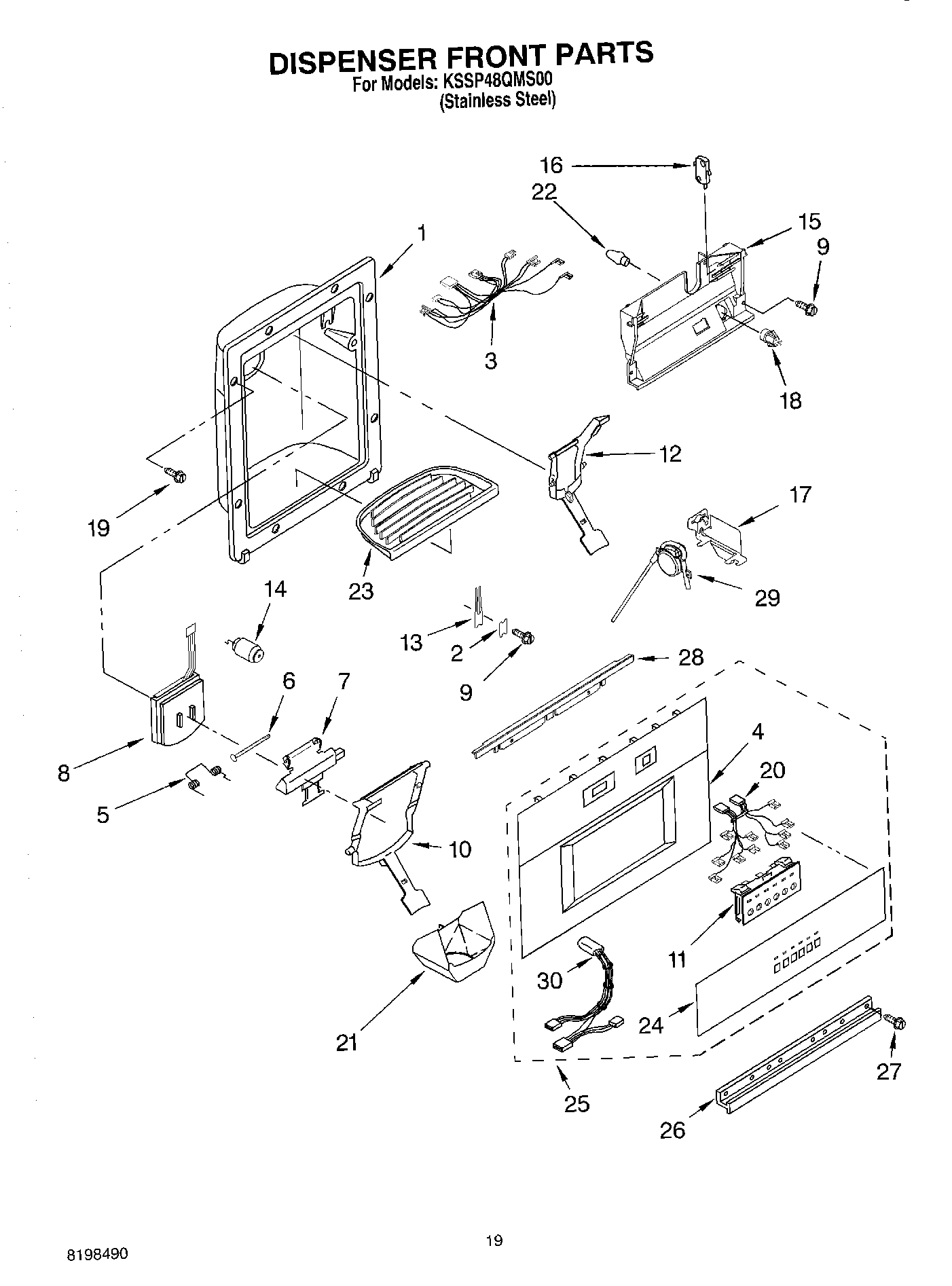 12 - DISPENSER AND FRONT PARTS