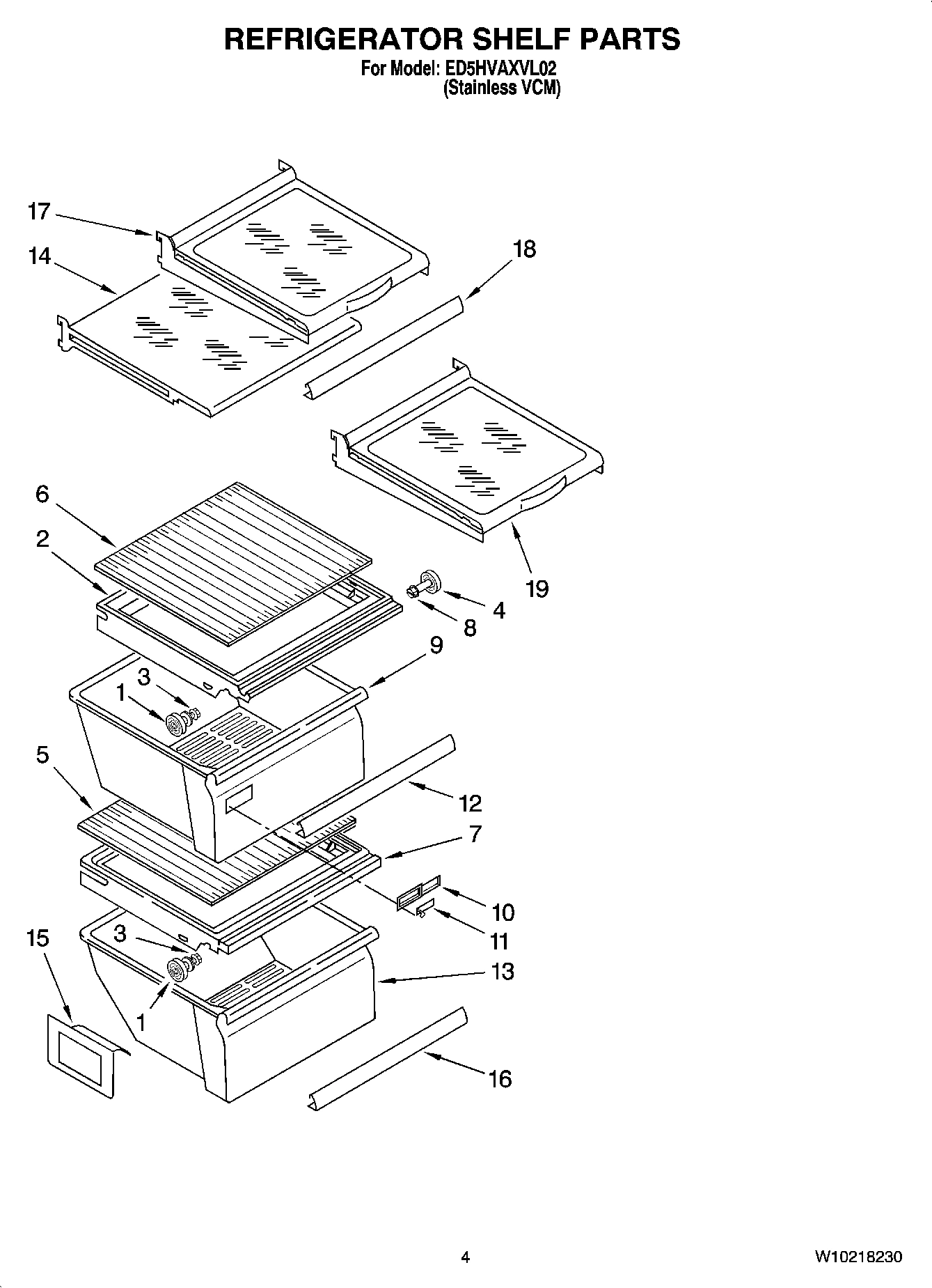 03 - REFRIGERATOR SHELF PARTS