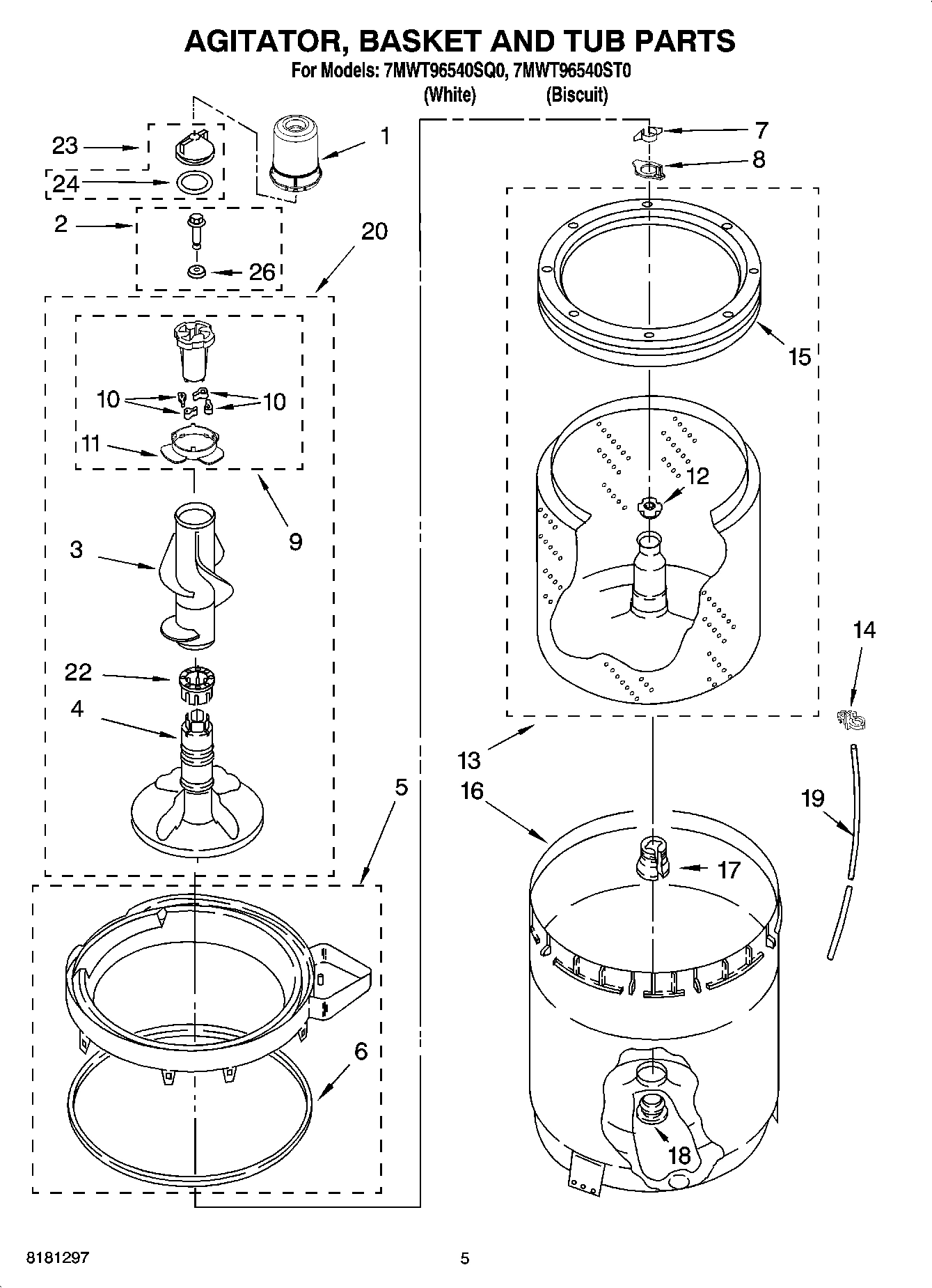 03 - AGITATOR, BASKET AND TUB PARTS