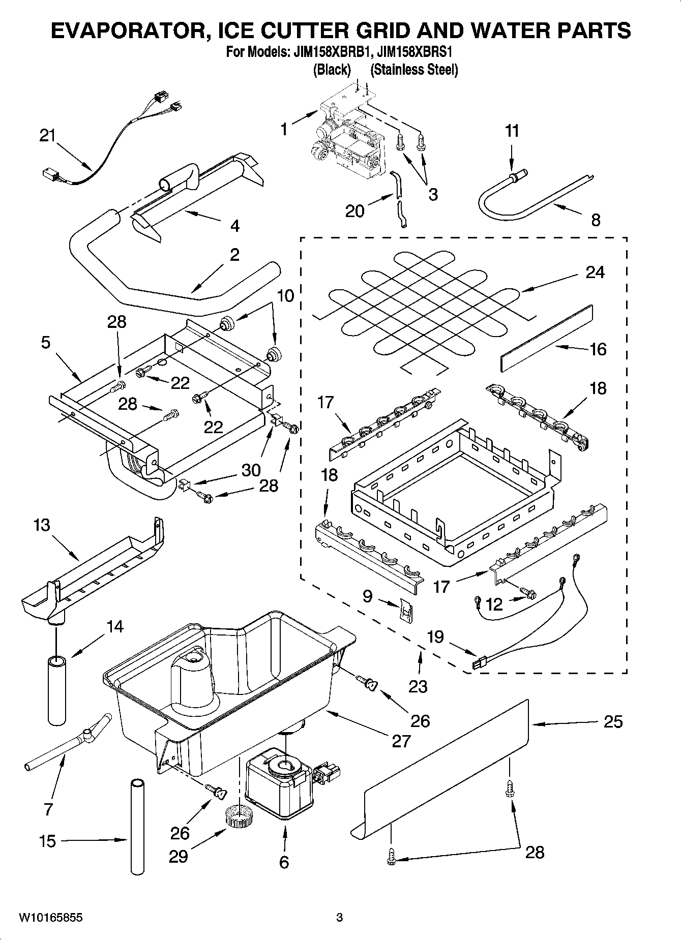 02 - EVAPORATOR, ICE CUTTER GRID AND WATER PARTS
