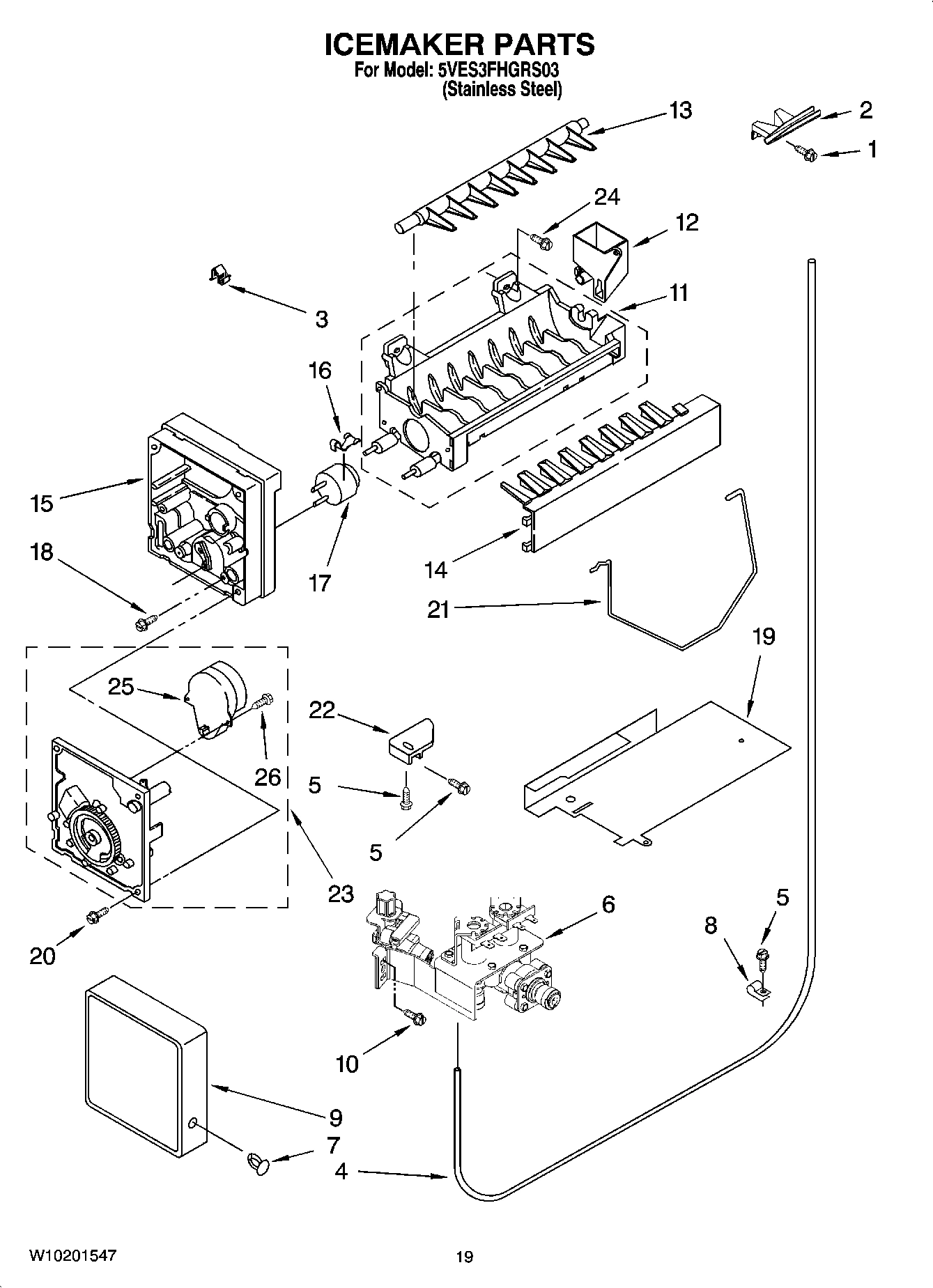 12 - ICEMAKER PARTS, OPTIONAL PARTS (NOT INCLUDED)