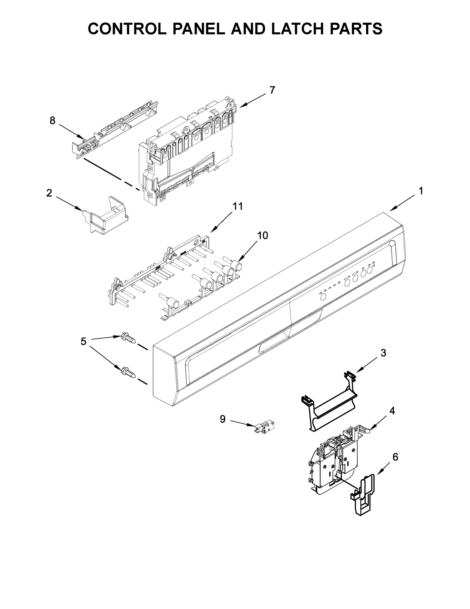CONTROL PANEL AND LATCH PARTS