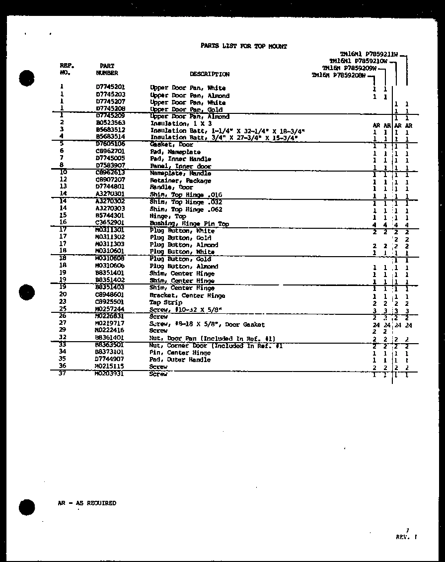 02 - FZ DOOR PARTS