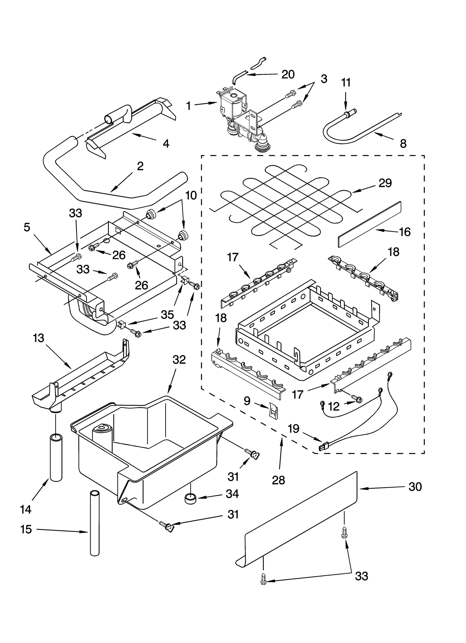 EVAPORATOR ICE CUTTER GRID AND WATER PARTS