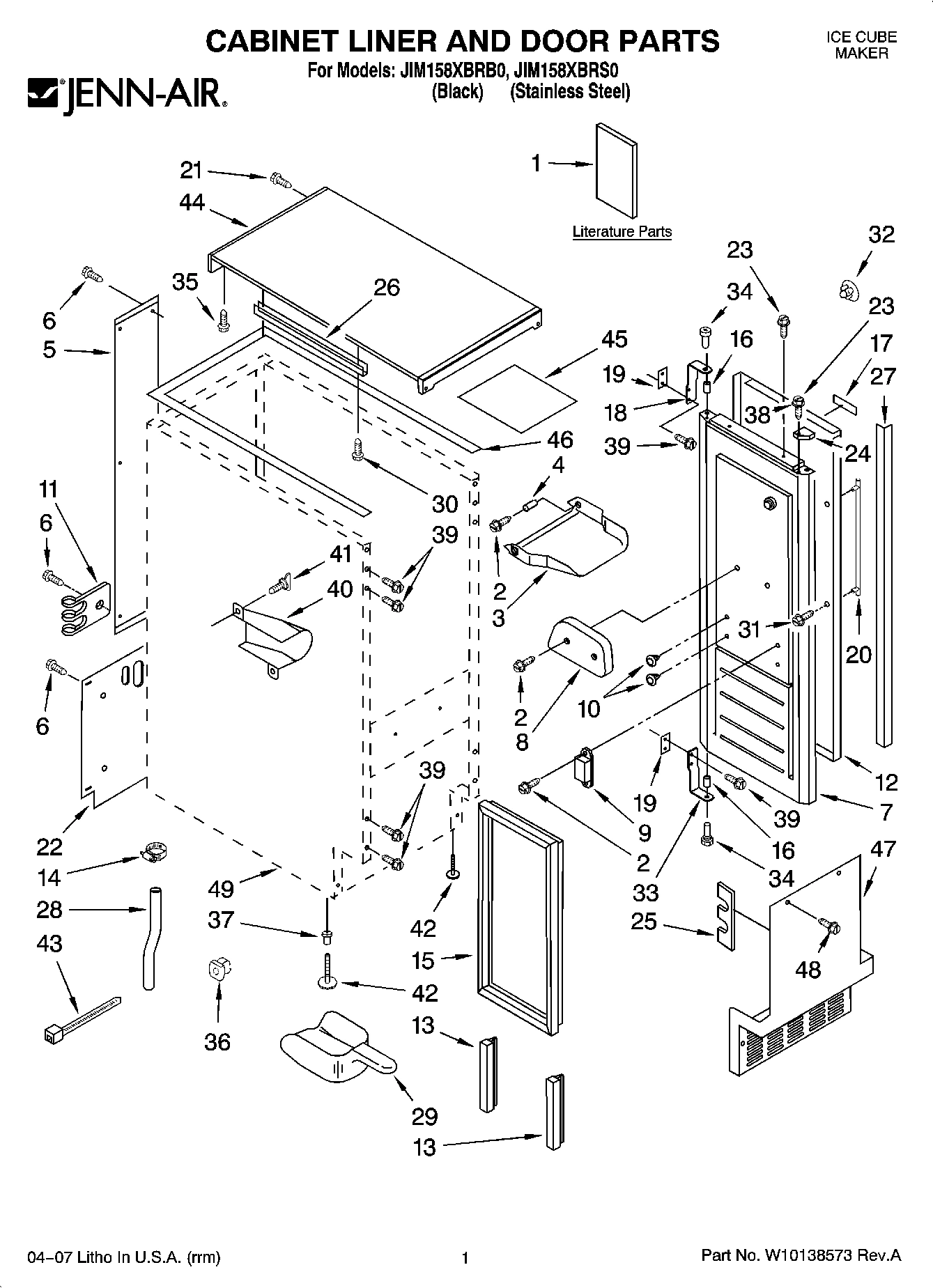 01 - CABINET LINER AND DOOR PARTS