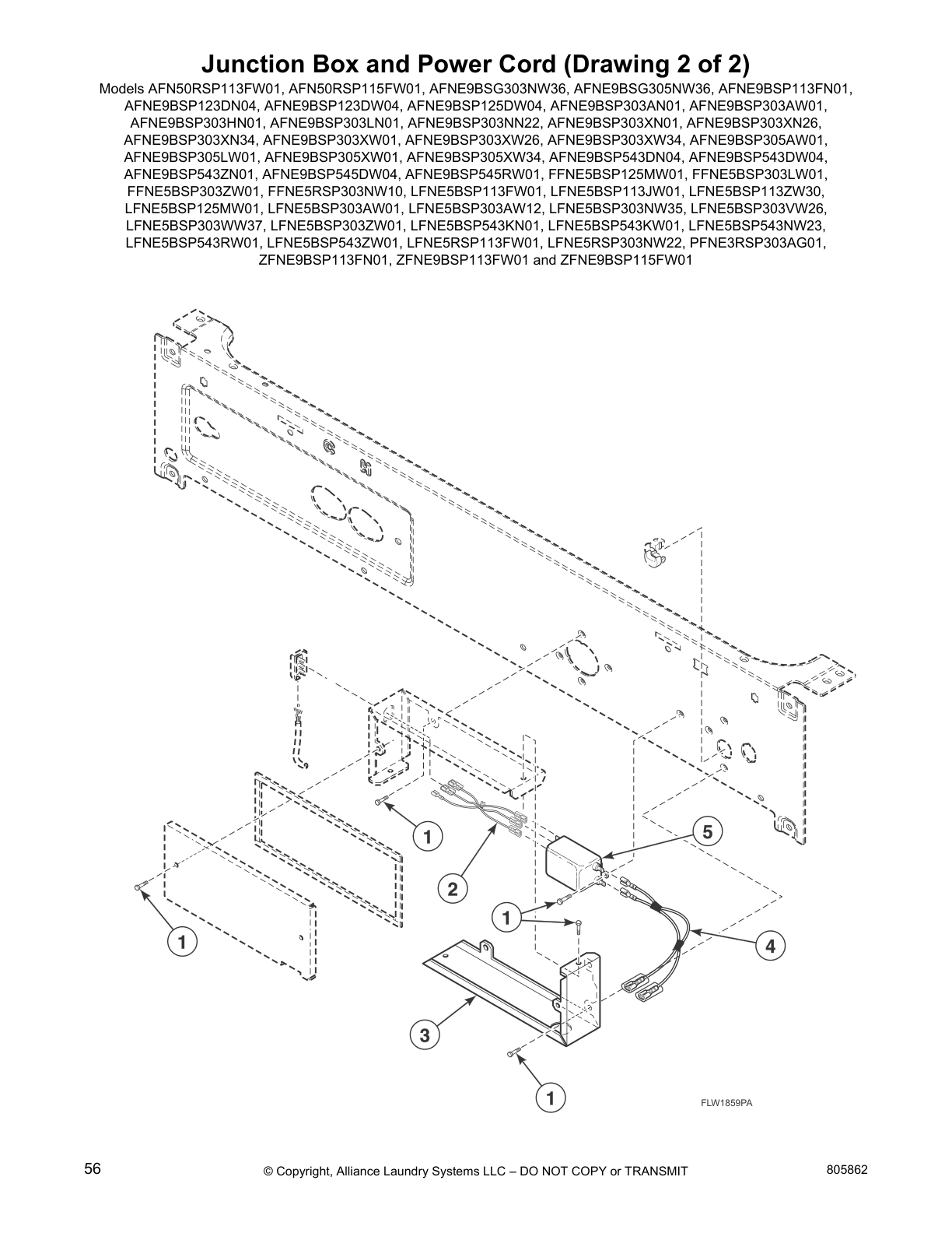 Junction Box and Power Cord (Drawing 2 of 2)