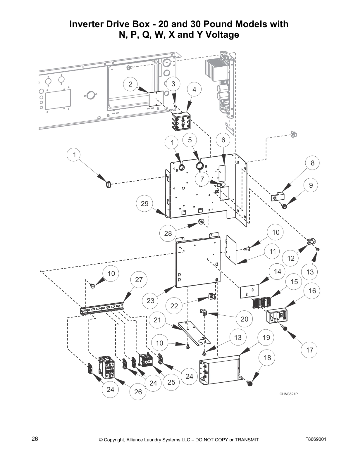 Inverter Drive Box - 20 and 30 Pound Models with 
N, P, Q, W, X and Y Voltage