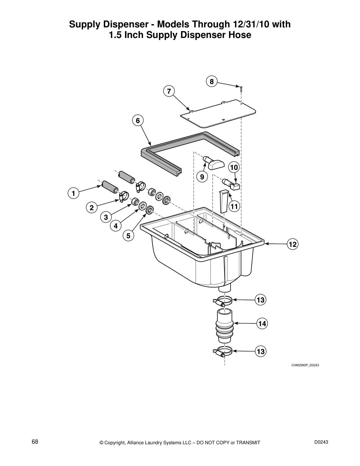 Supply Dispenser - Models Through 12/31/10 with
1.5 Inch Supply Dispenser Hose