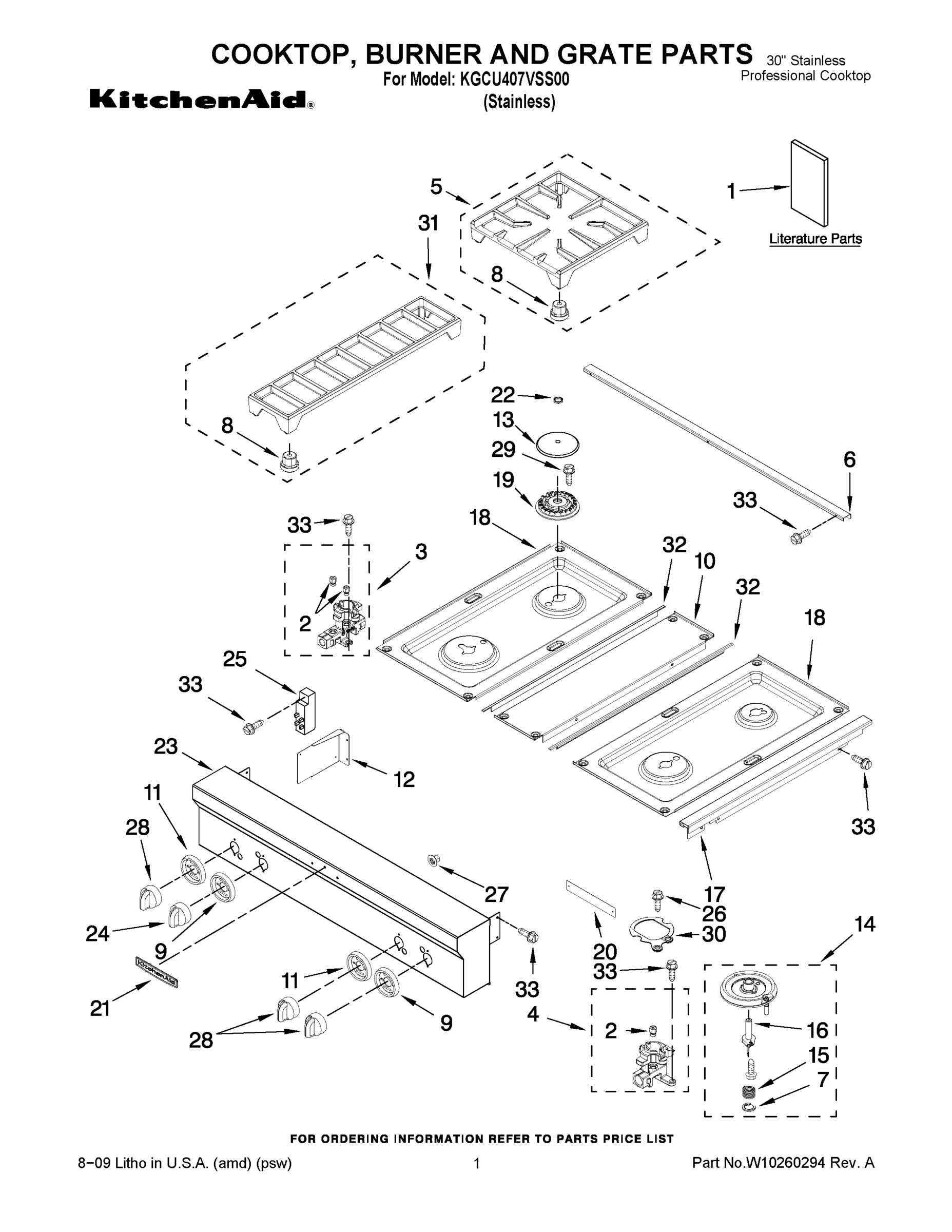 01 - COOKTOP, BURNER AND GRATE PARTS