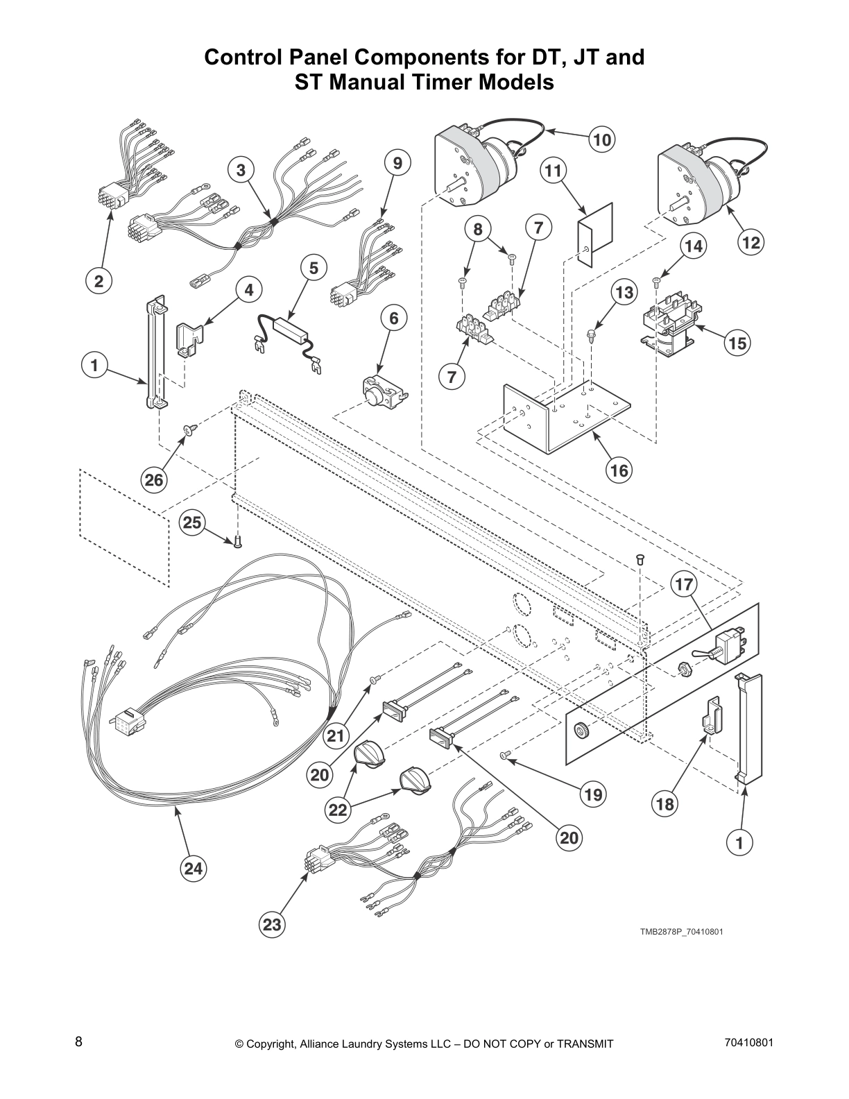 Control Panel Components for DT, JT and 
ST Manual Timer Models