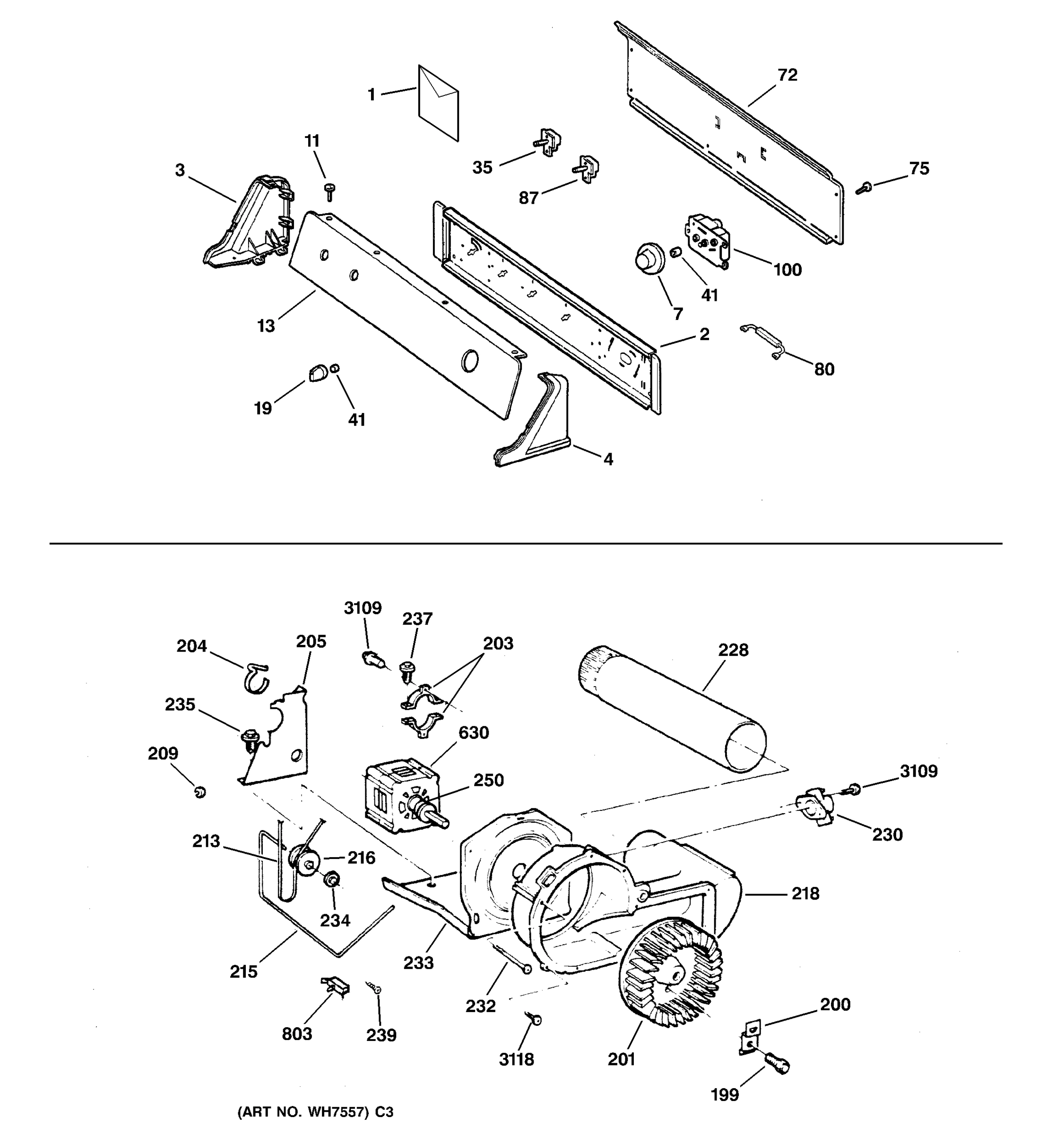 BACKSPLASH, BLOWER & DRIVE ASSEMBLY