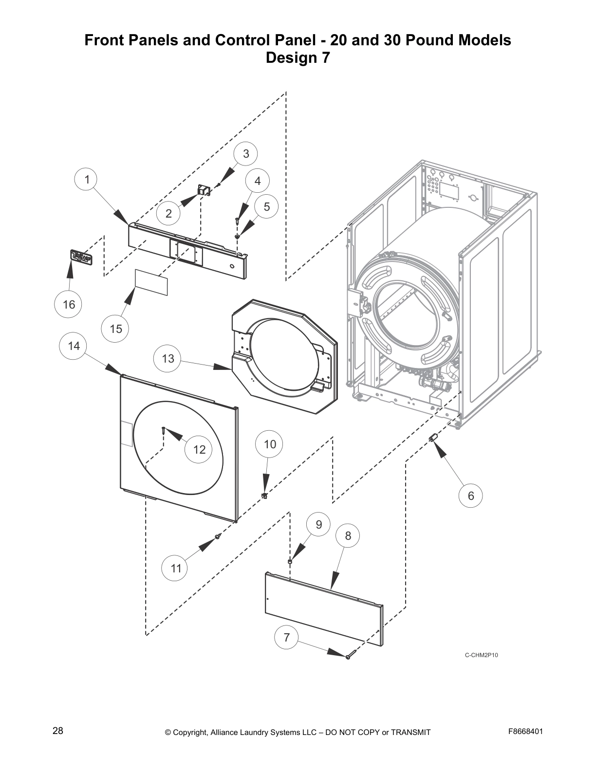 Front Panels and Control Panel - 20 and 30 Pound Models 
Design 7