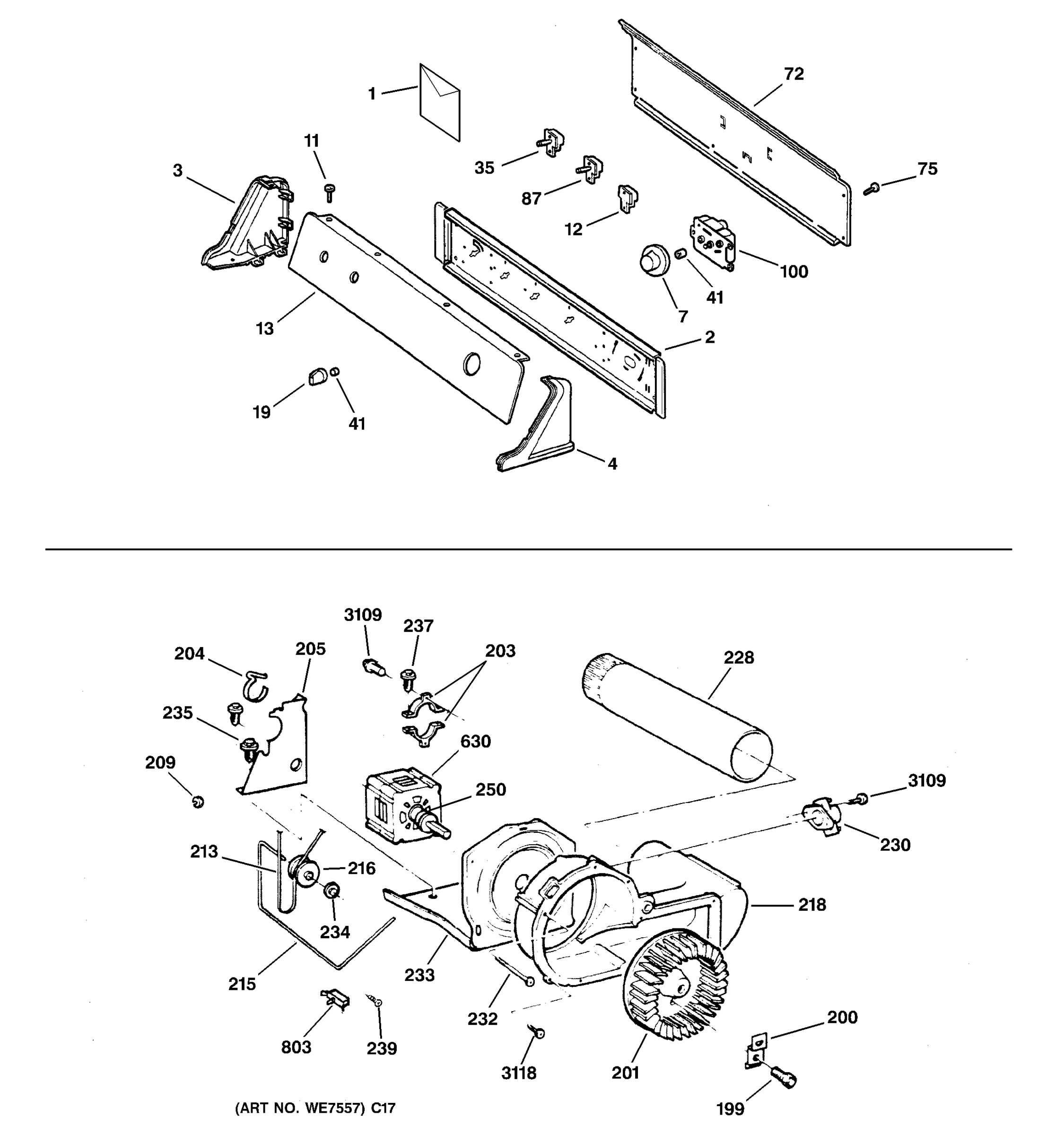 BACKSPLASH, BLOWER & MOTOR ASSEMBLY