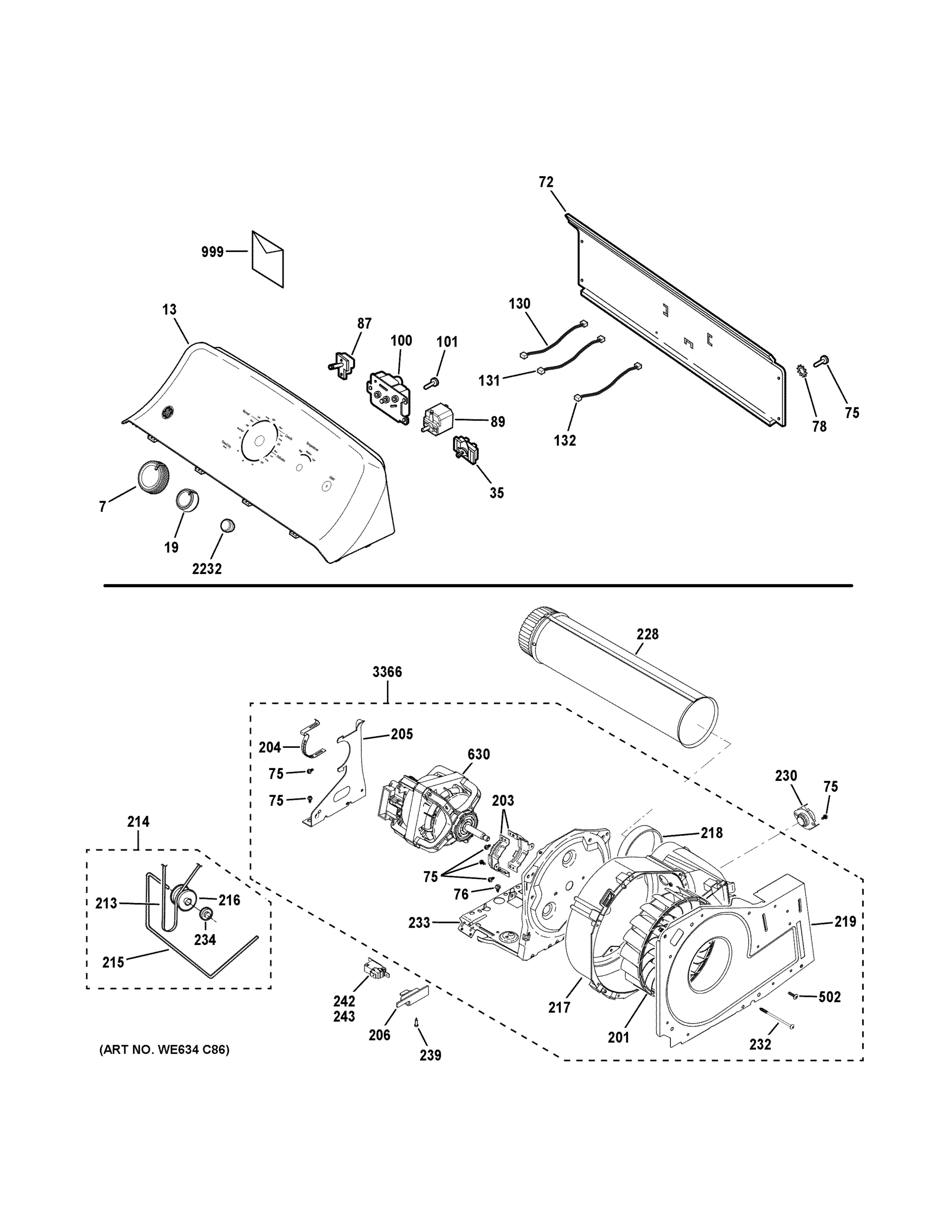 BACKSPLASH, BLOWER & MOTOR ASSEMBLY