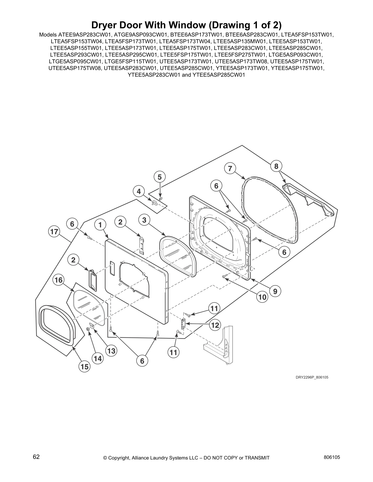Dryer Door With Window (Drawing 1 of 2)