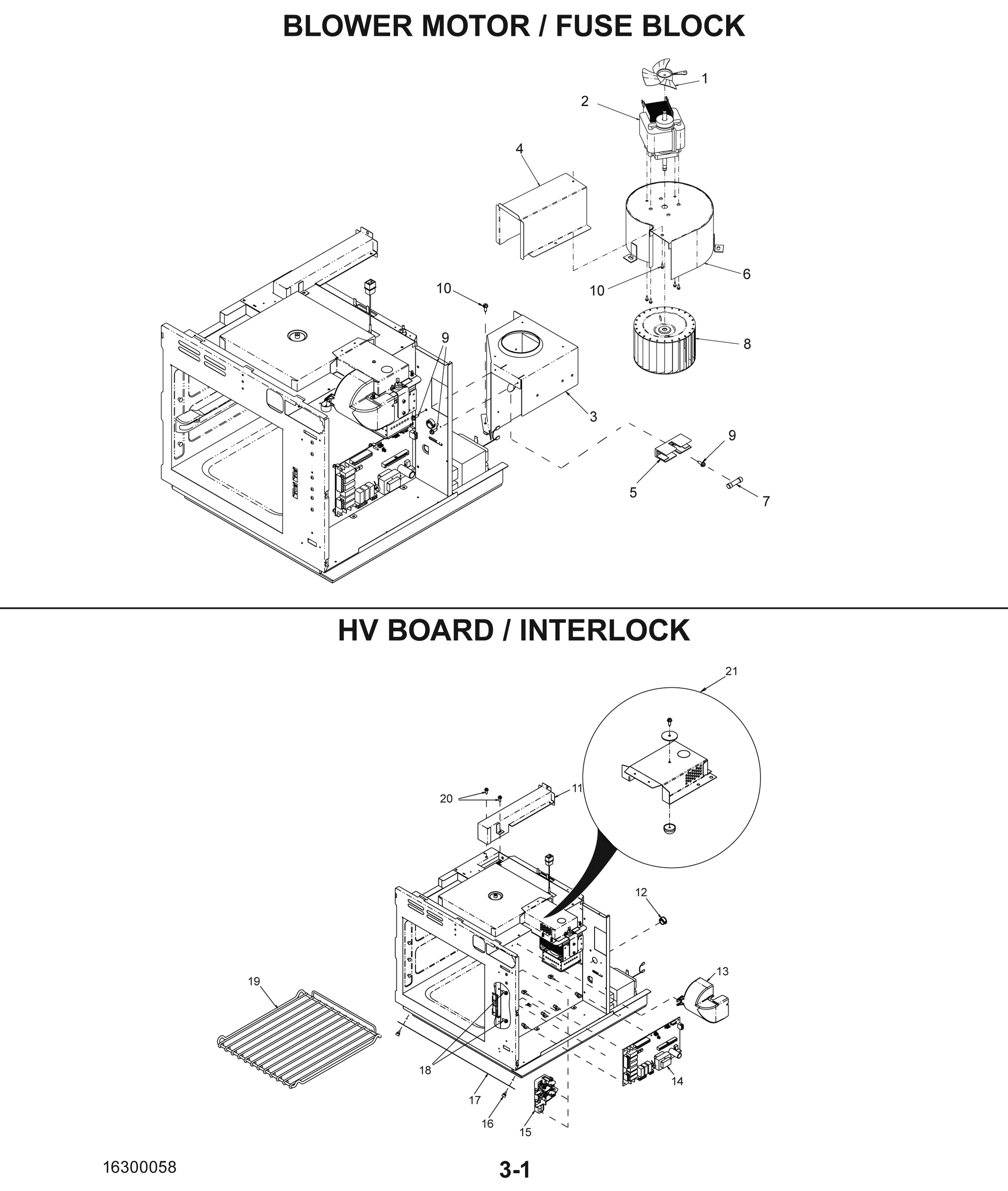 BLOWER MOTOR / FUSE BLOCK / HV BOARD / INTERLOCK