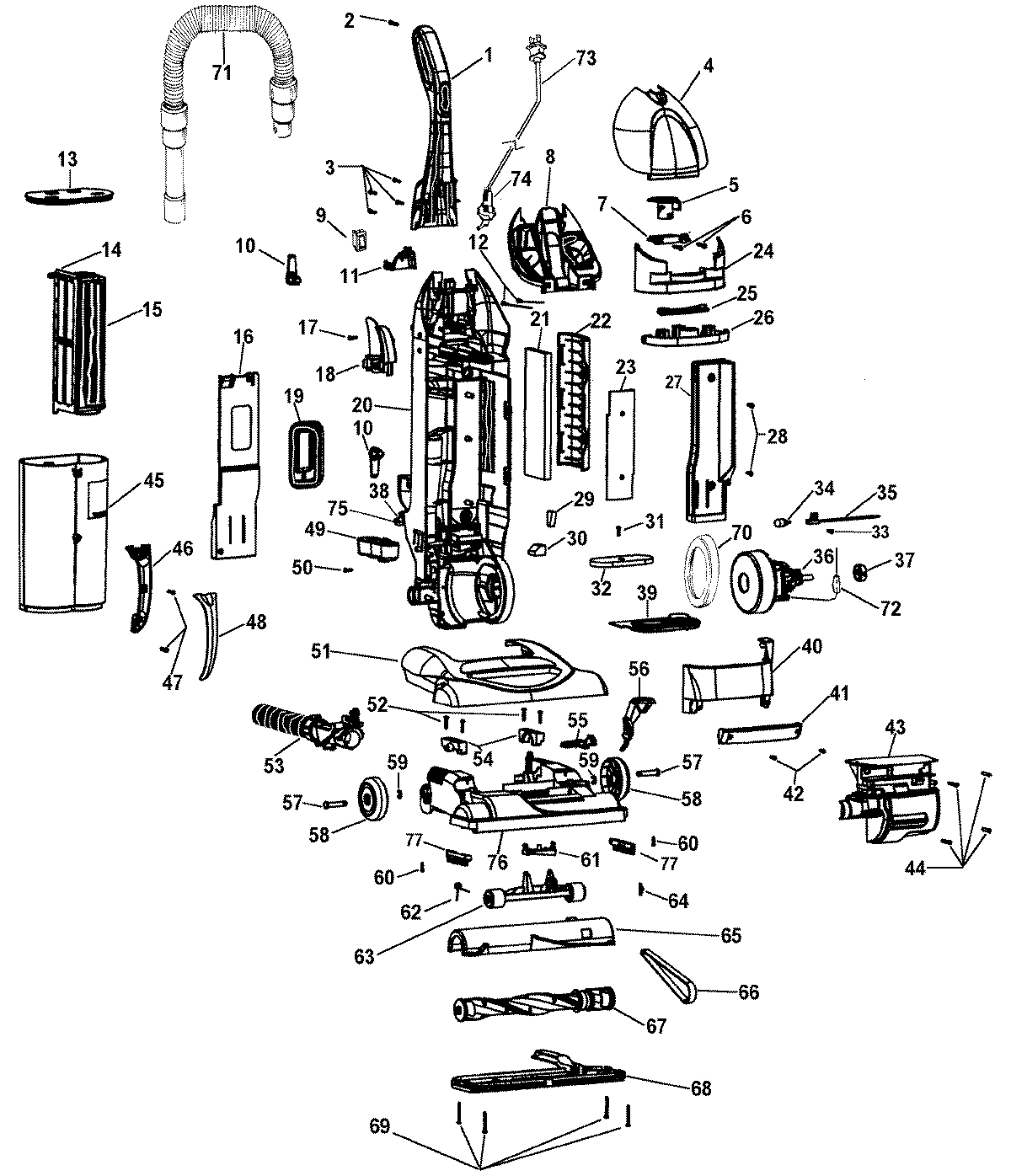 01 - MOTOR, AGITATOR, HANDLE, MAINBODY