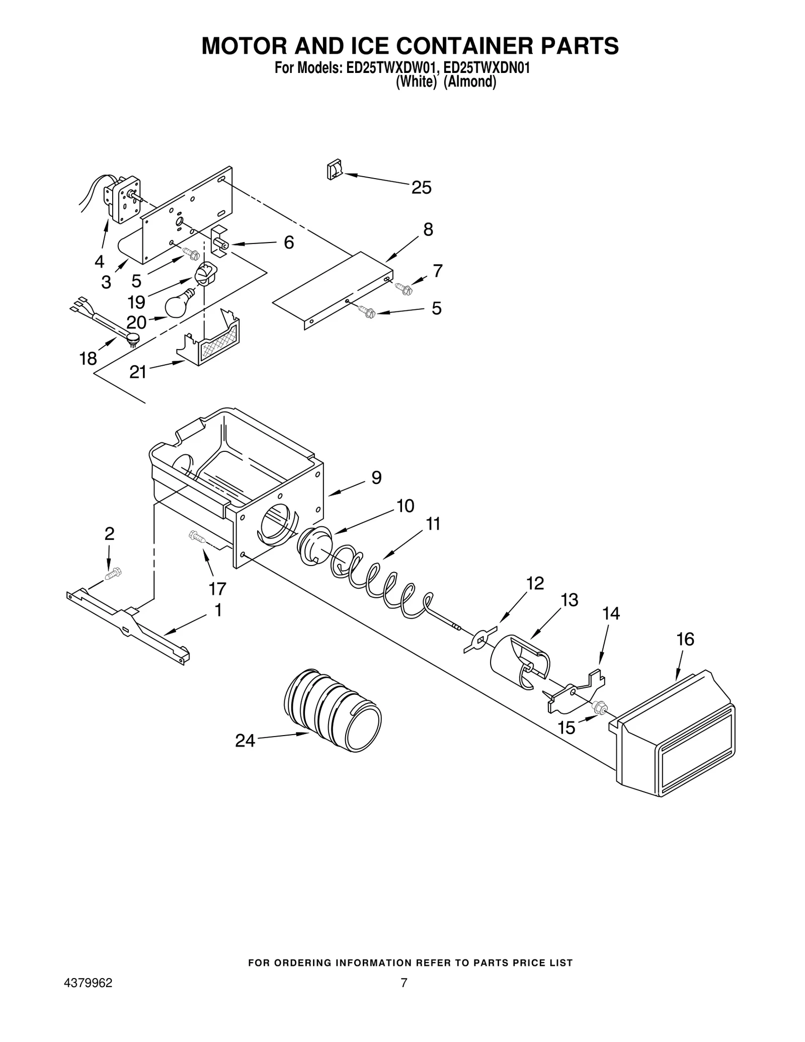 MOTOR AND ICE CONTAINER PARTS