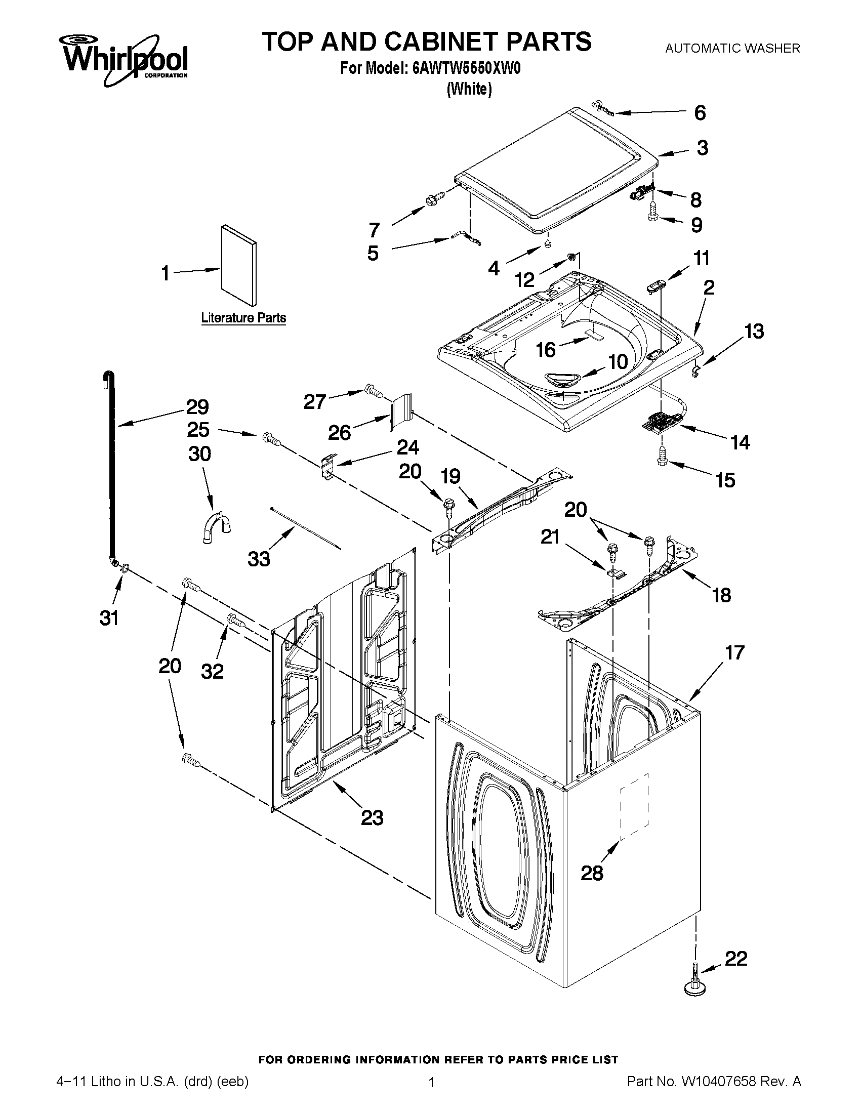 01 - TOP AND CABINET PARTS
