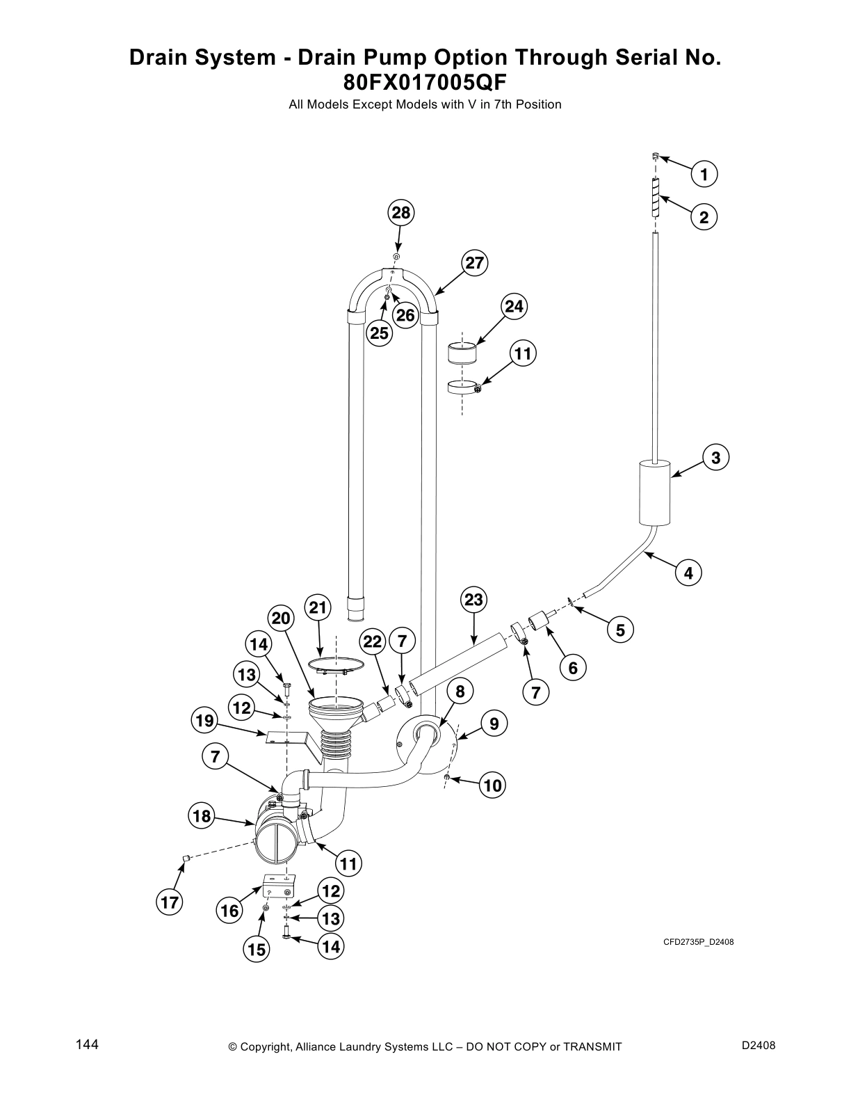 Drain System - Drain Pump Option Through Serial No. 
80FX017005QF