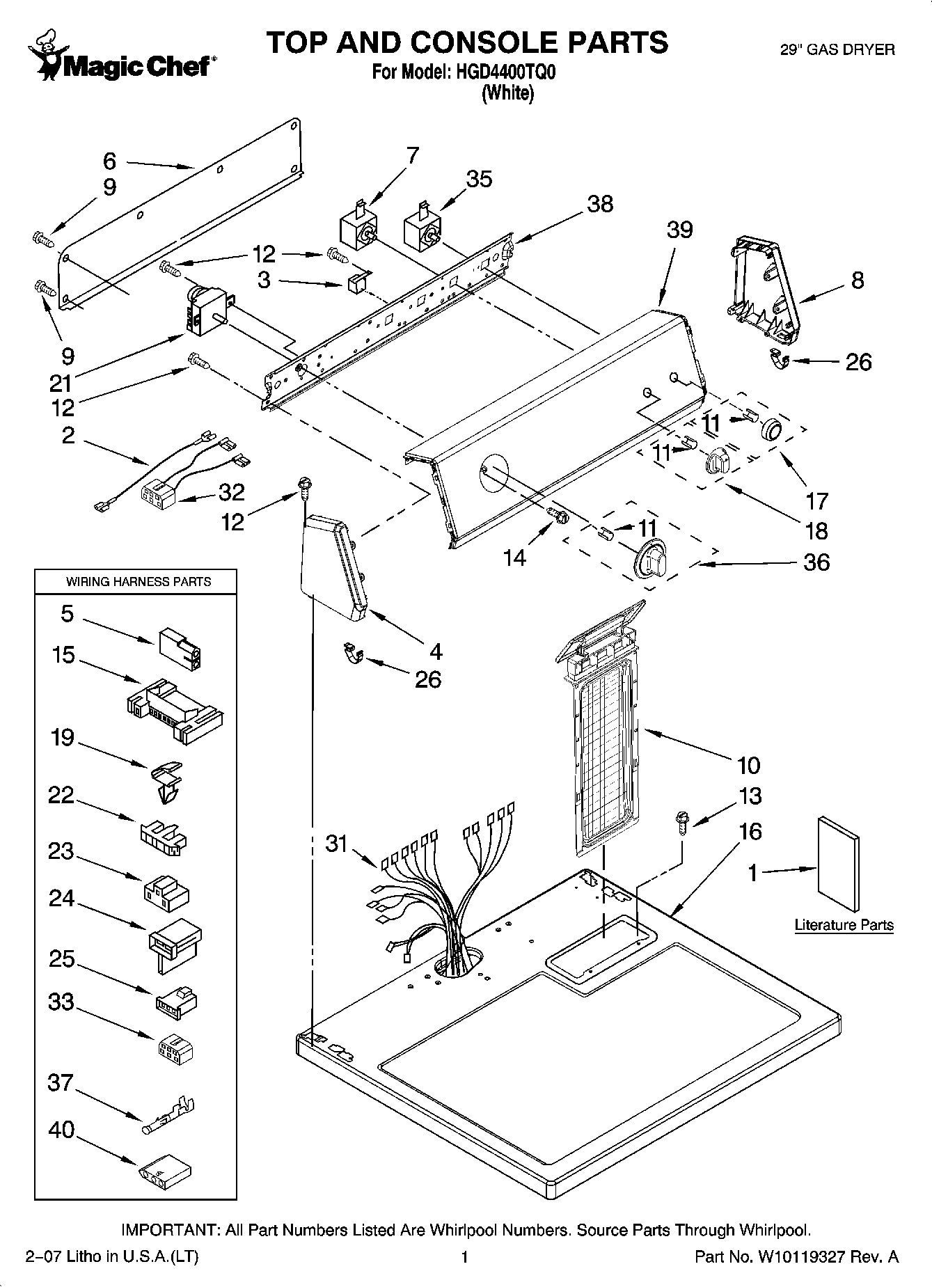 01 - TOP AND CONSOLE PARTS
