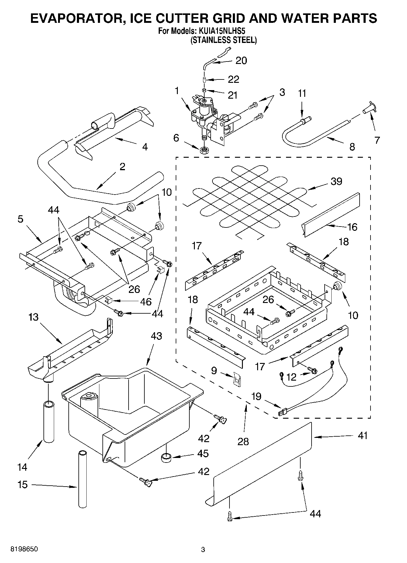 02 - EVAPORATOR ICE CUTTER GRID AND WATER PARTS