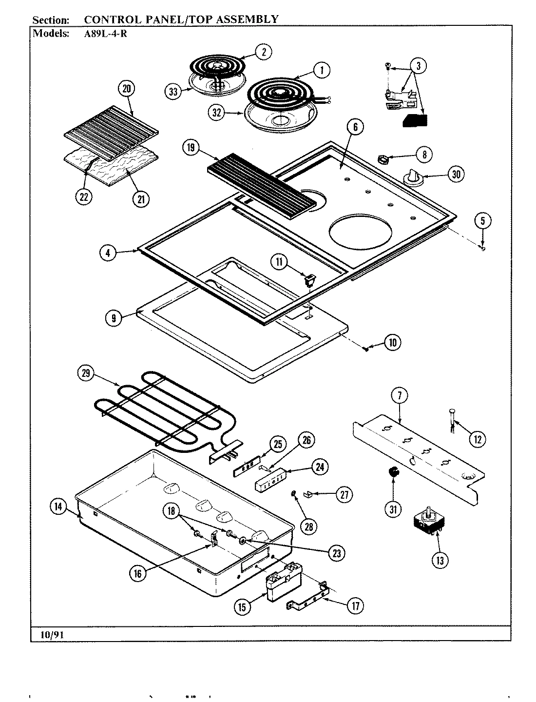 03 - CONTROL PANEL/TOP ASSY.