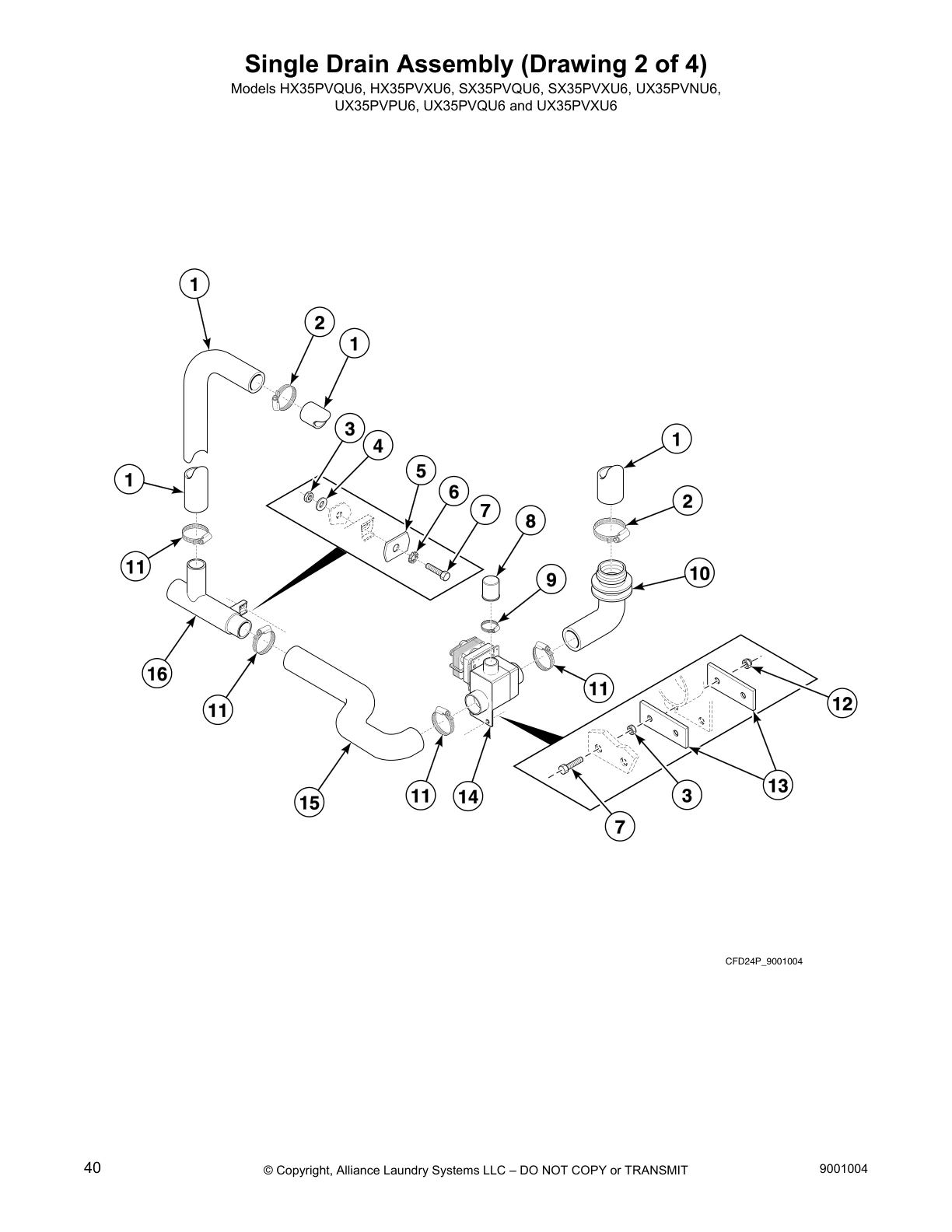 Single Drain Assembly (Drawing 2 of 4)