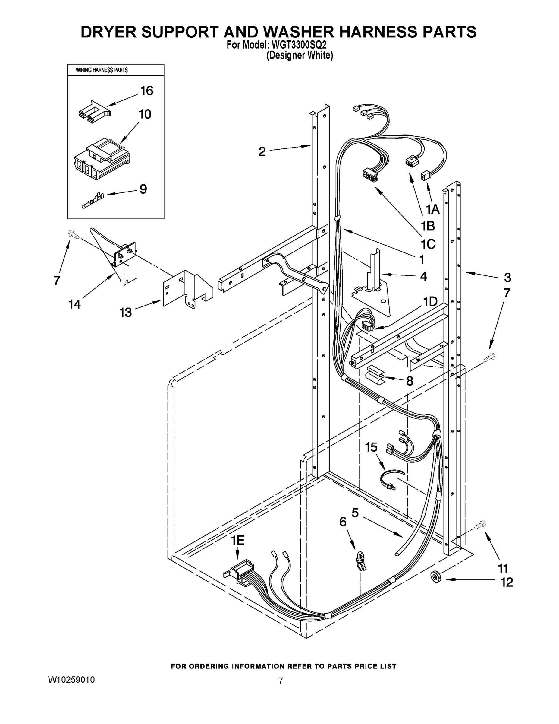 05 - DRYER SUPPORT AND WASHER HARNESS PARTS