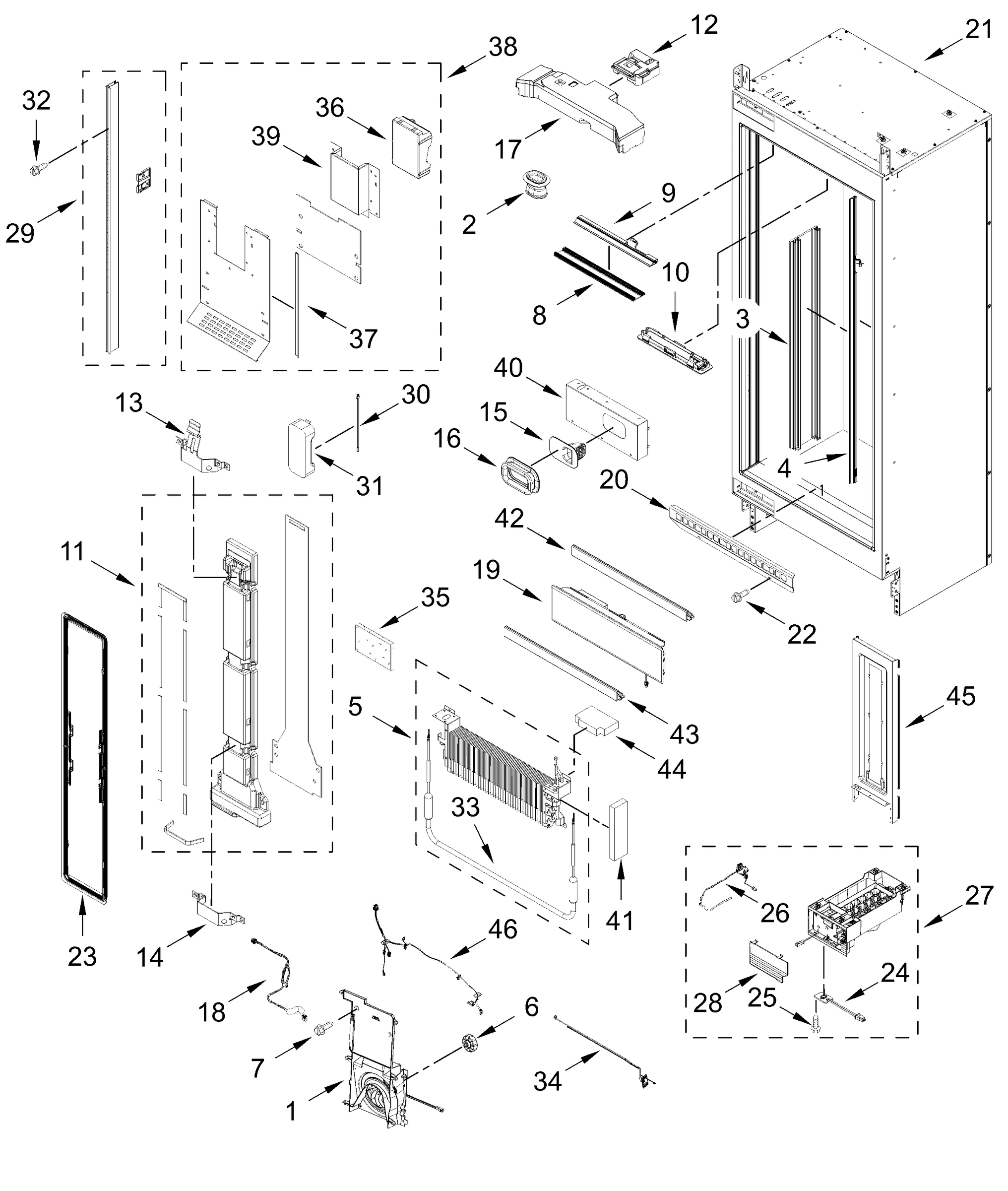 FREEZER LINER AND ICEMAKER PARTS