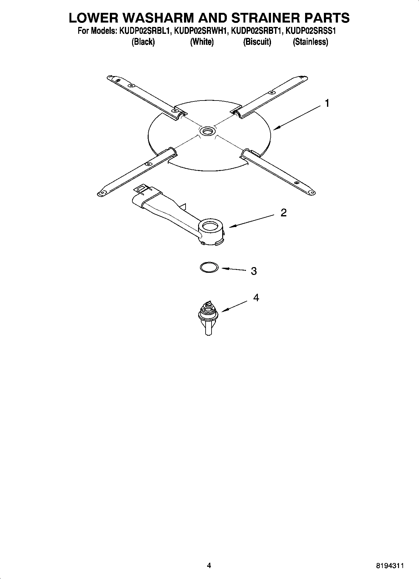 04 - LOWER WASHARM AND STRAINER PARTS