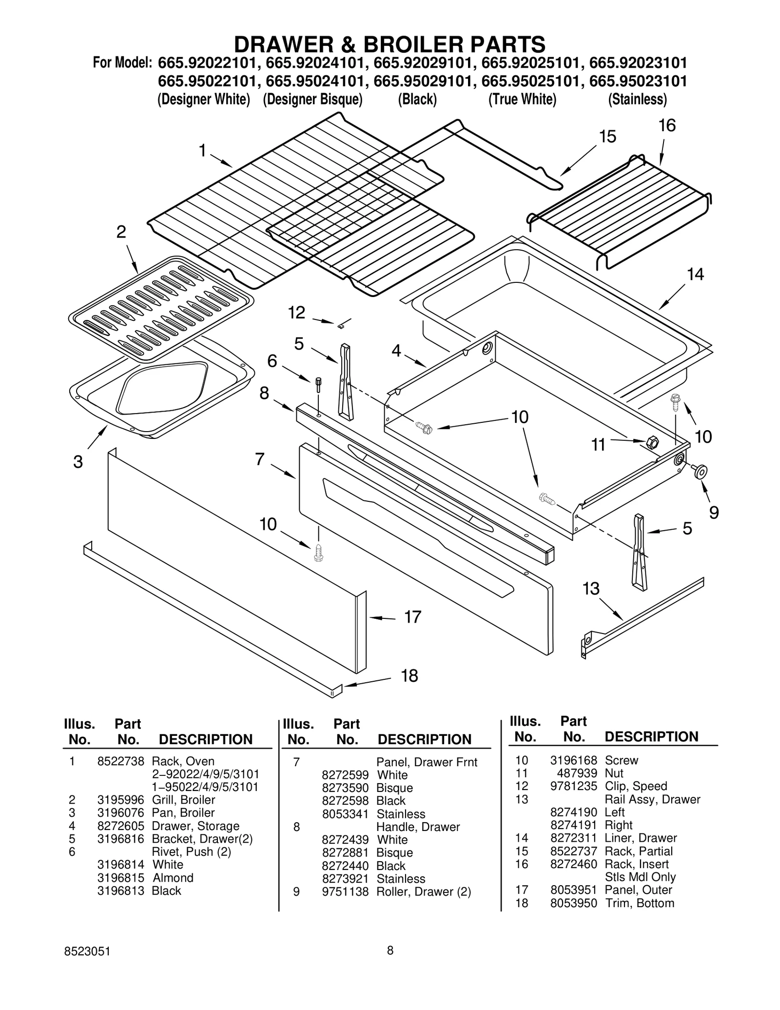 DRAWER & BROILER PARTS