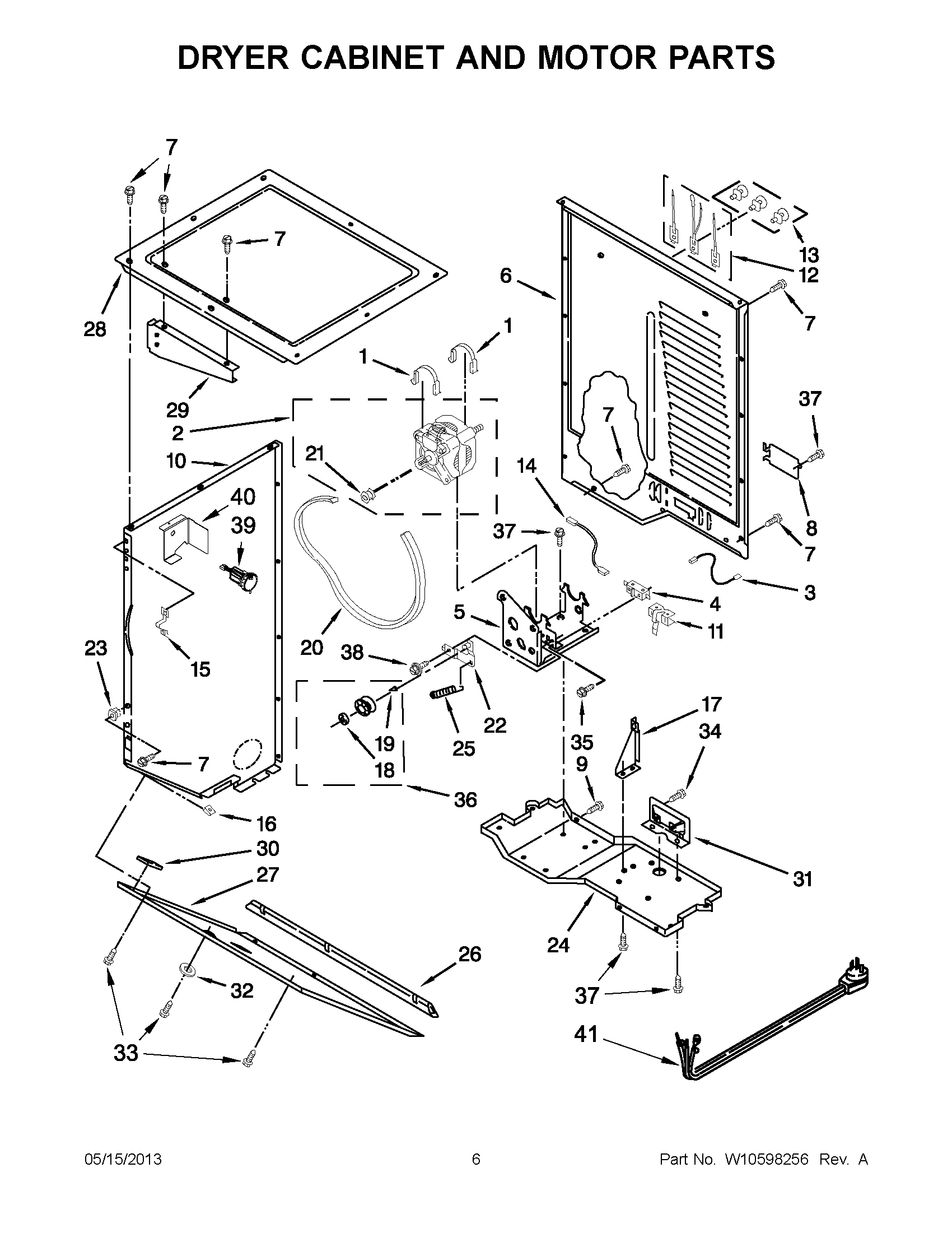 03 - DRYER CABINET AND MOTOR PARTS
