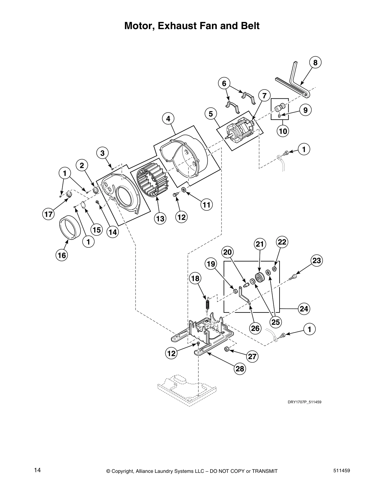 Motor, Exhaust Fan and Belt