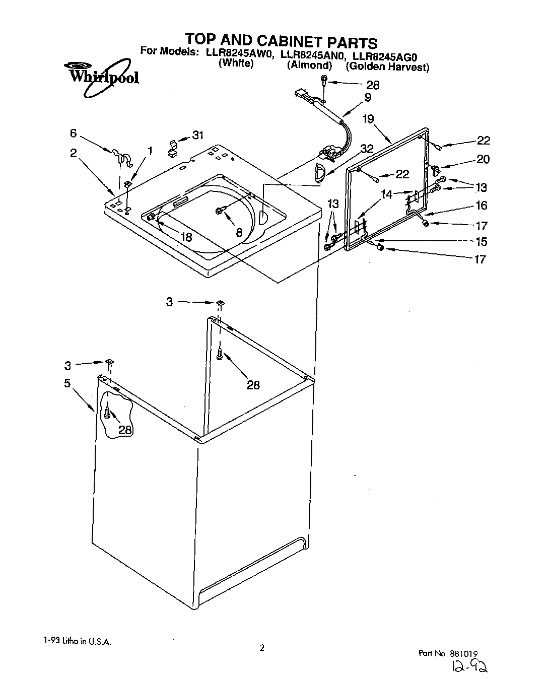 01 - TOP AND CABINET, LIT/OPTIONAL