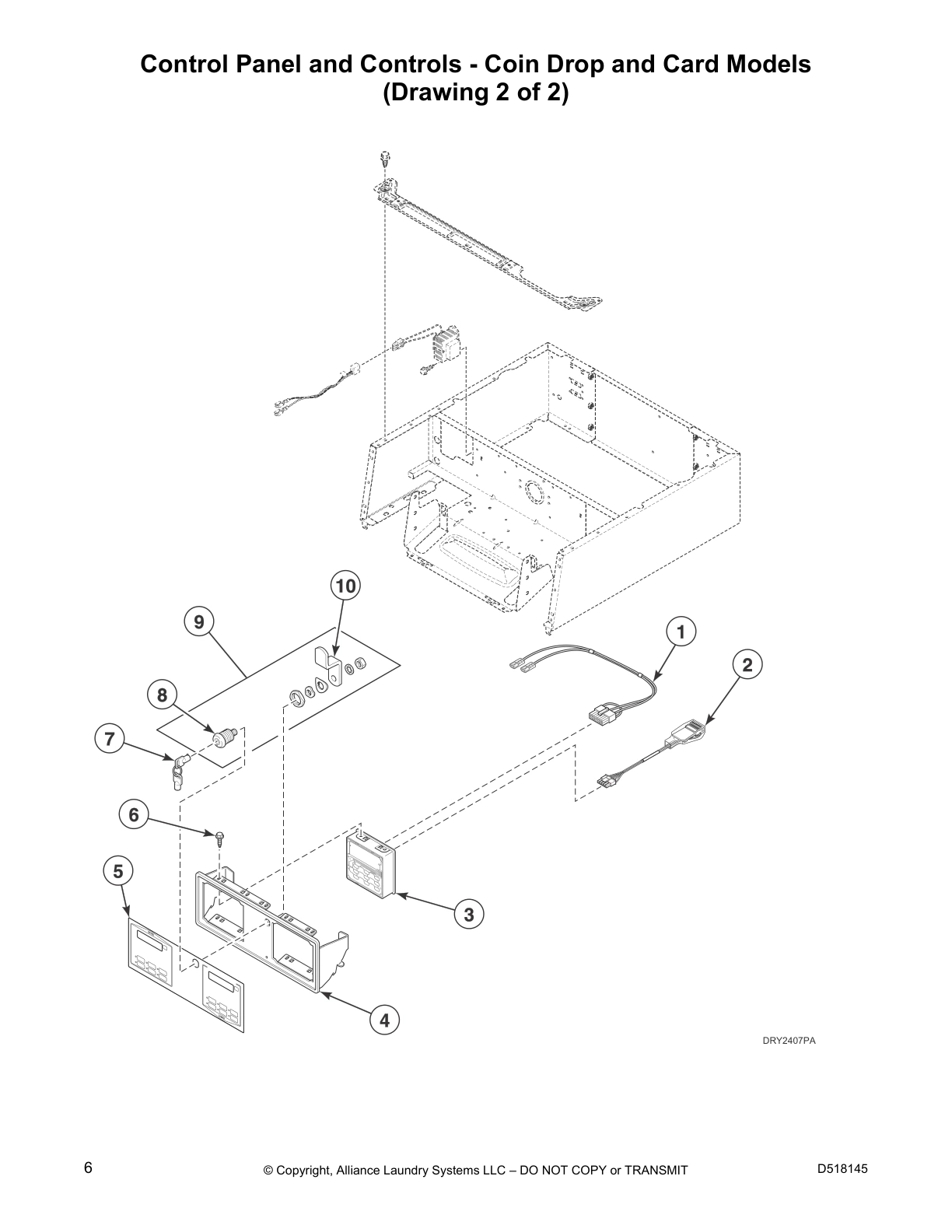 Control Panel and Controls - Coin Drop and Card Models (Drawing 
2 of 2)