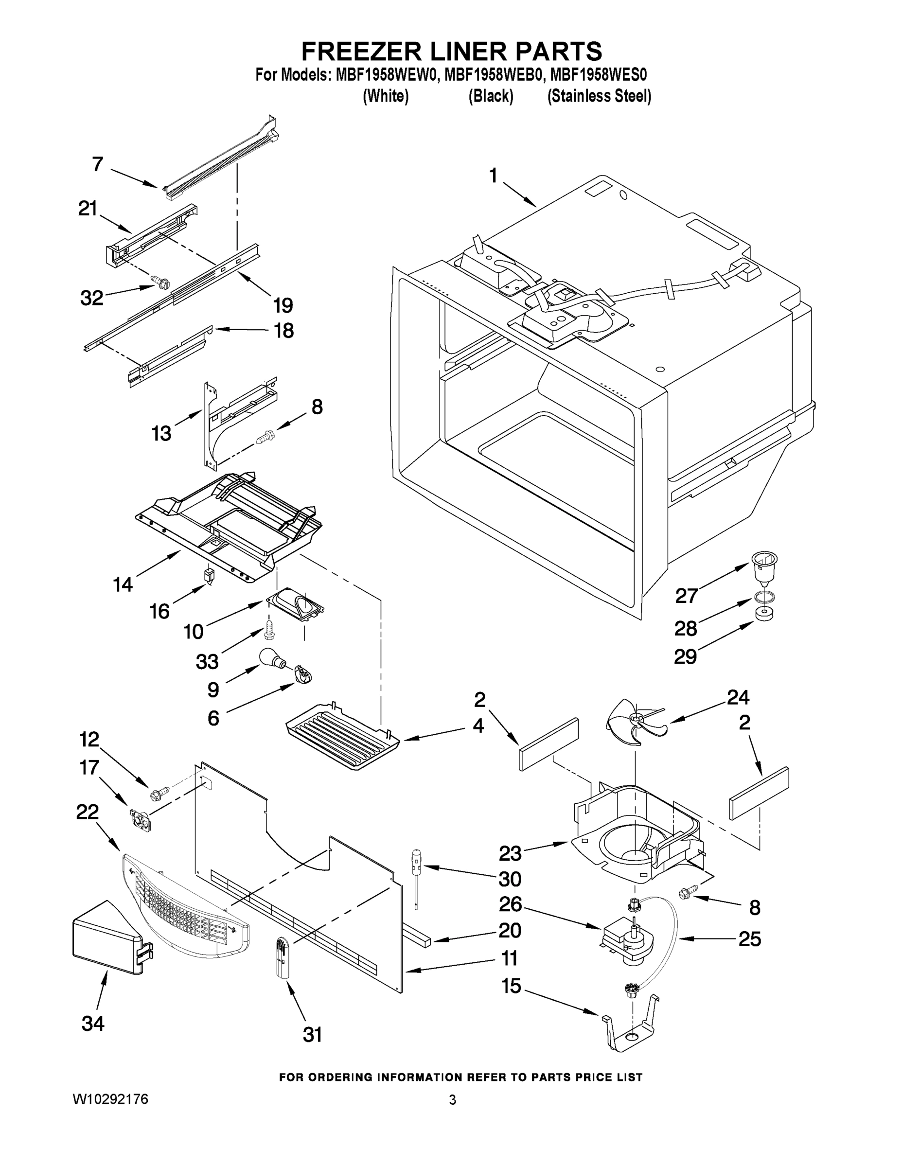 02 - FREEZER LINER PARTS