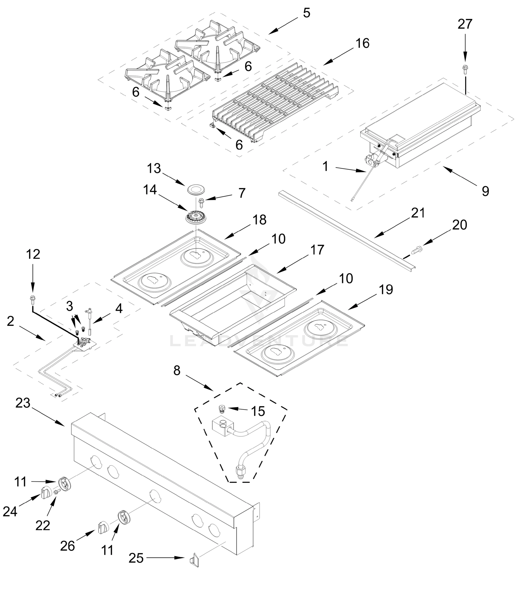 COOKTOP, BURNER, AND GRILL PARTS