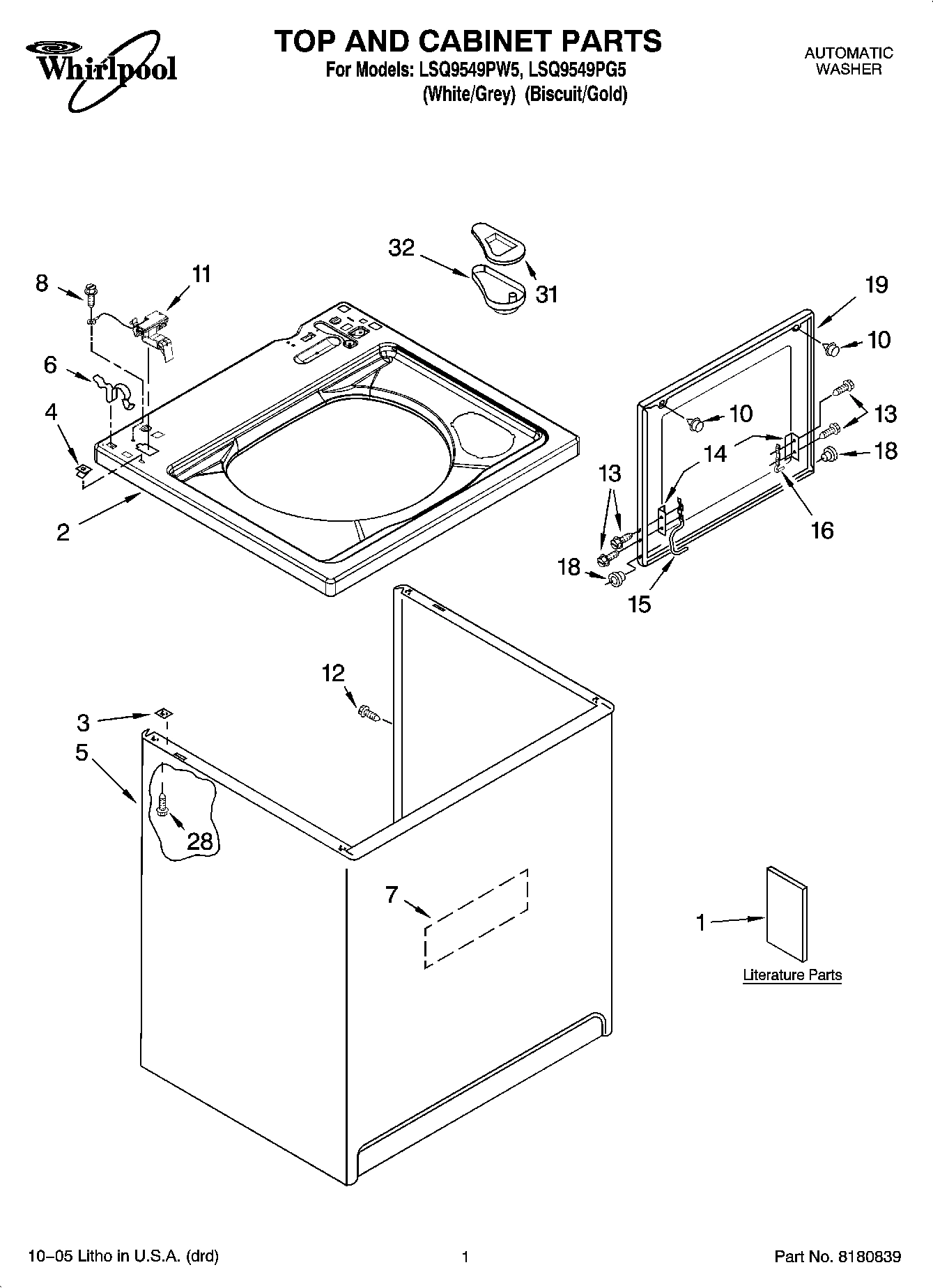 01 - TOP AND CABINET PARTS