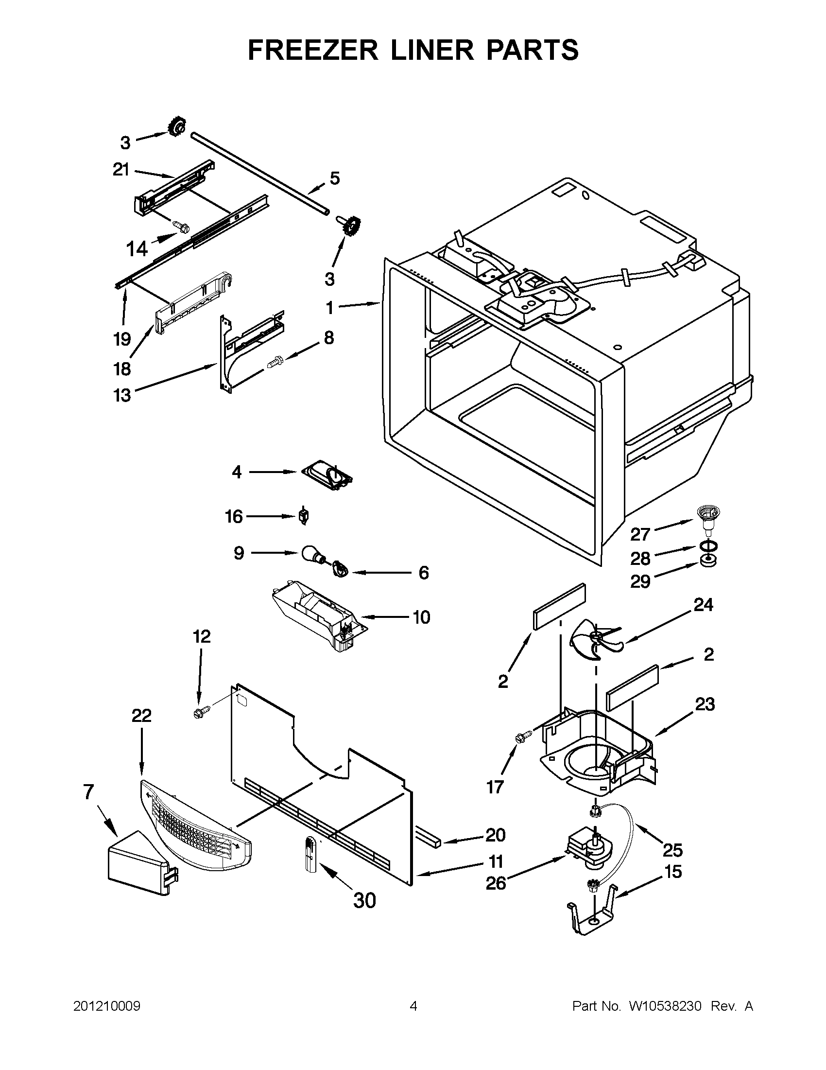 02 - FREEZER LINER PARTS