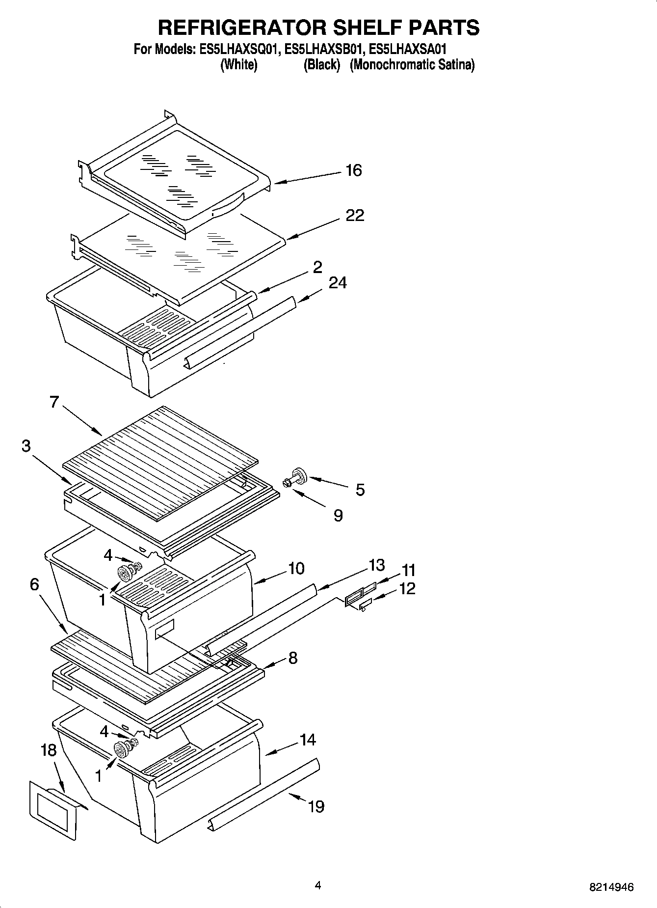 03 - REFRIGERATOR SHELF PARTS