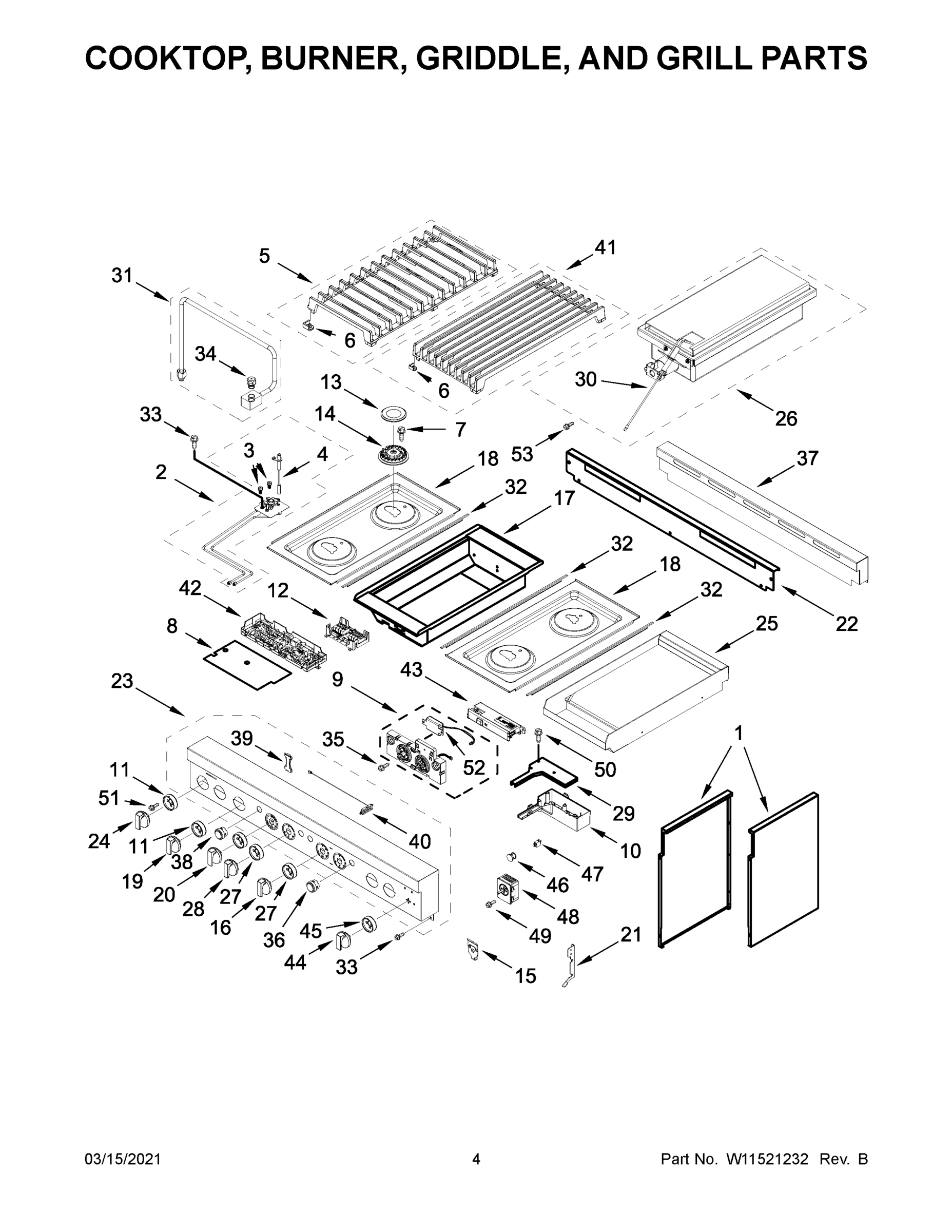 03 - COOKTOP, BURNER, GRIDDLE, AND GRILL PARTS