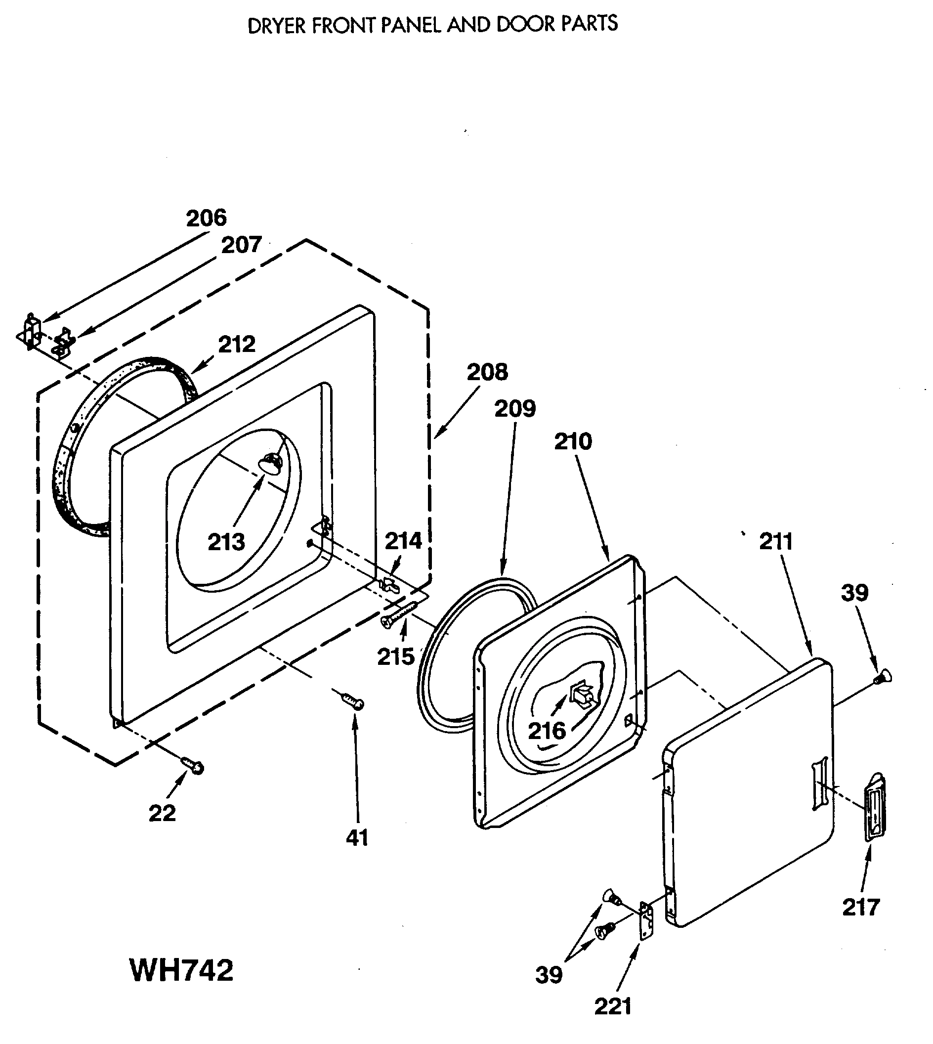 DRYER FRONT PANEL AND DOOR PARTS
