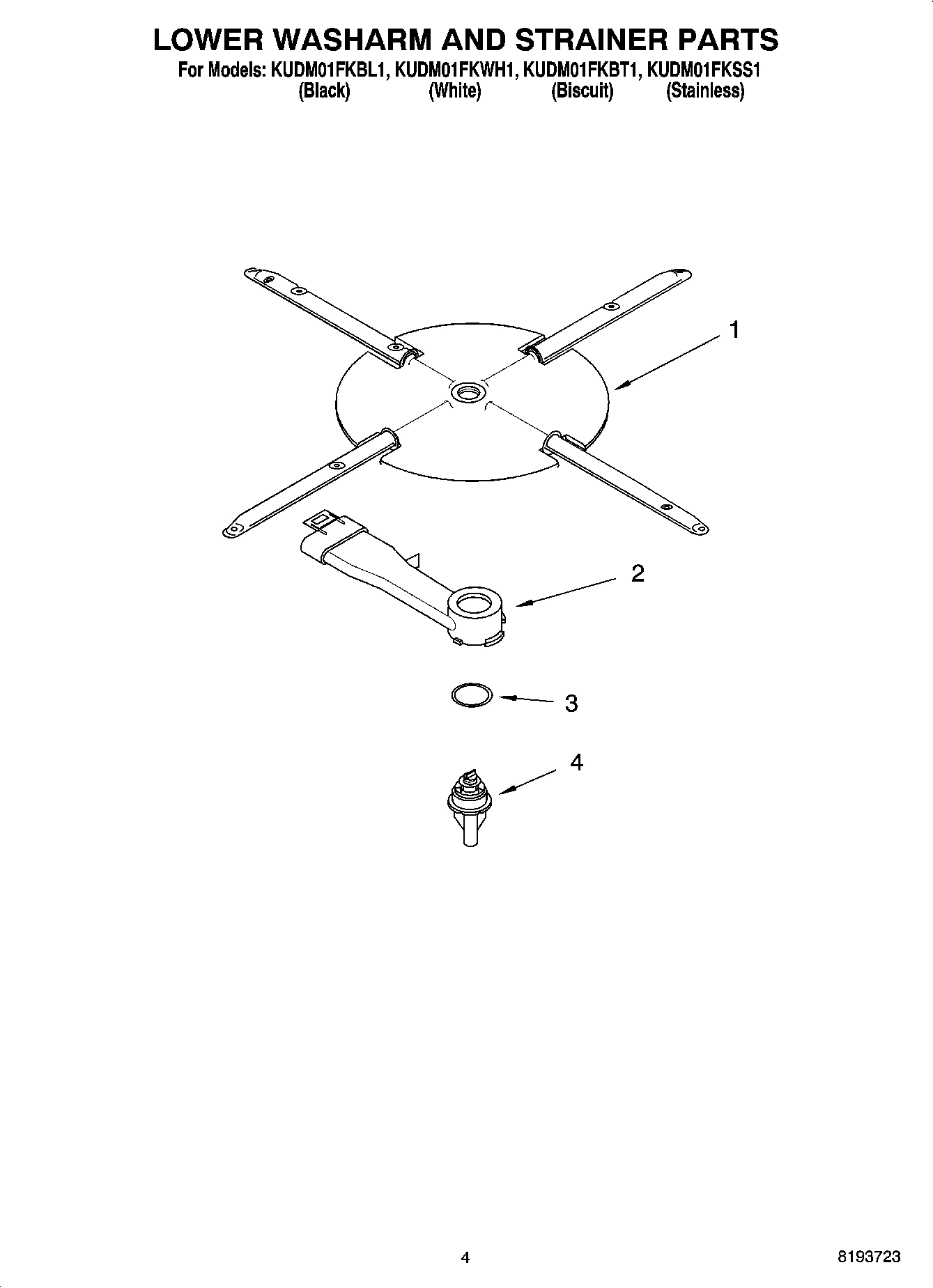 04 - LOWER WASHARM AND STRAINER PARTS
