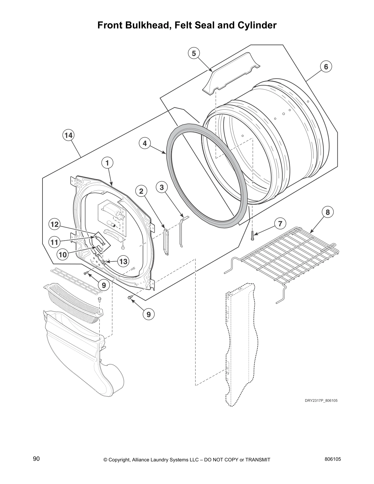 Front Bulkhead, Felt Seal and Cylinder