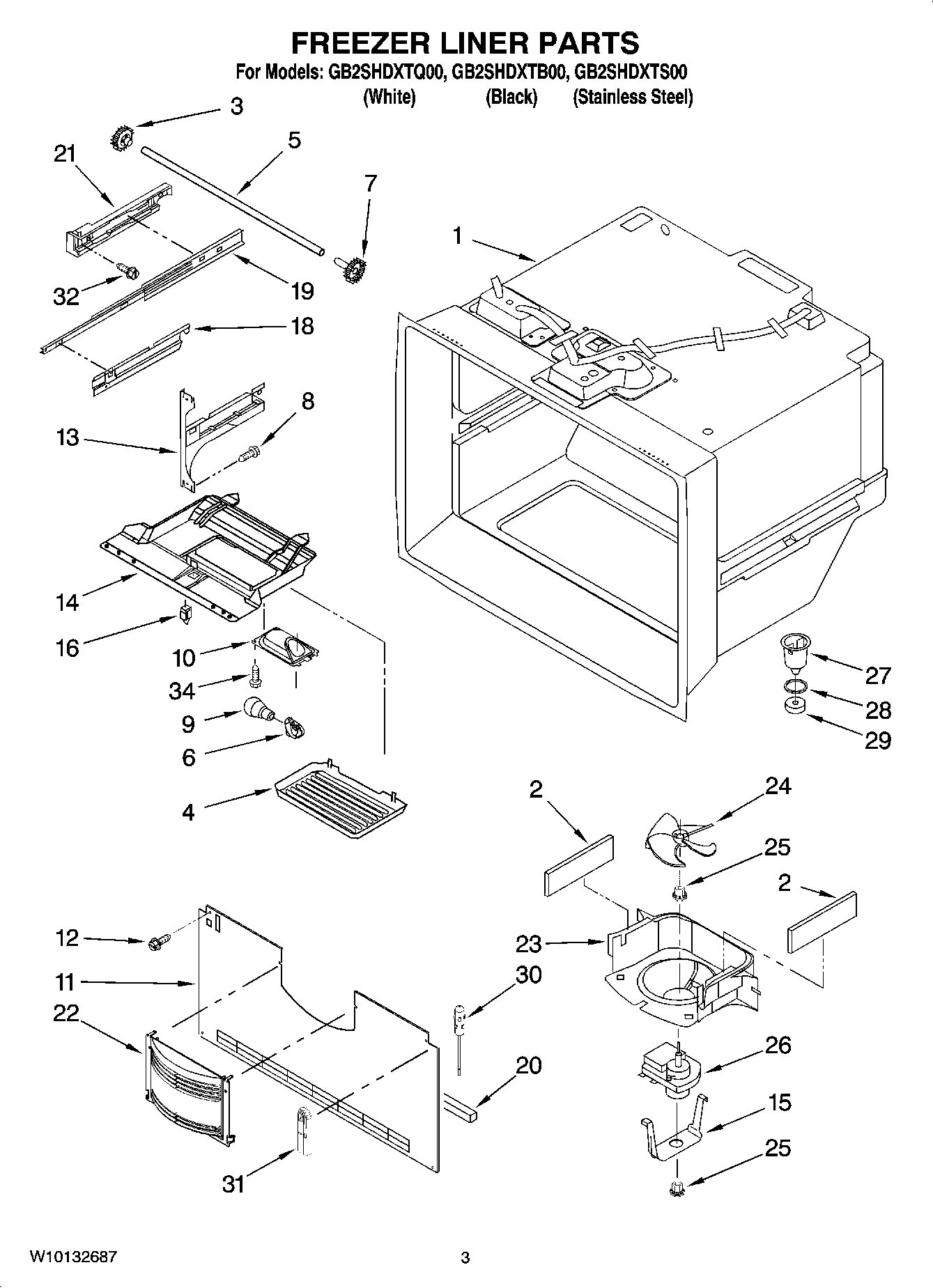 02 - FREEZER LINER PARTS
