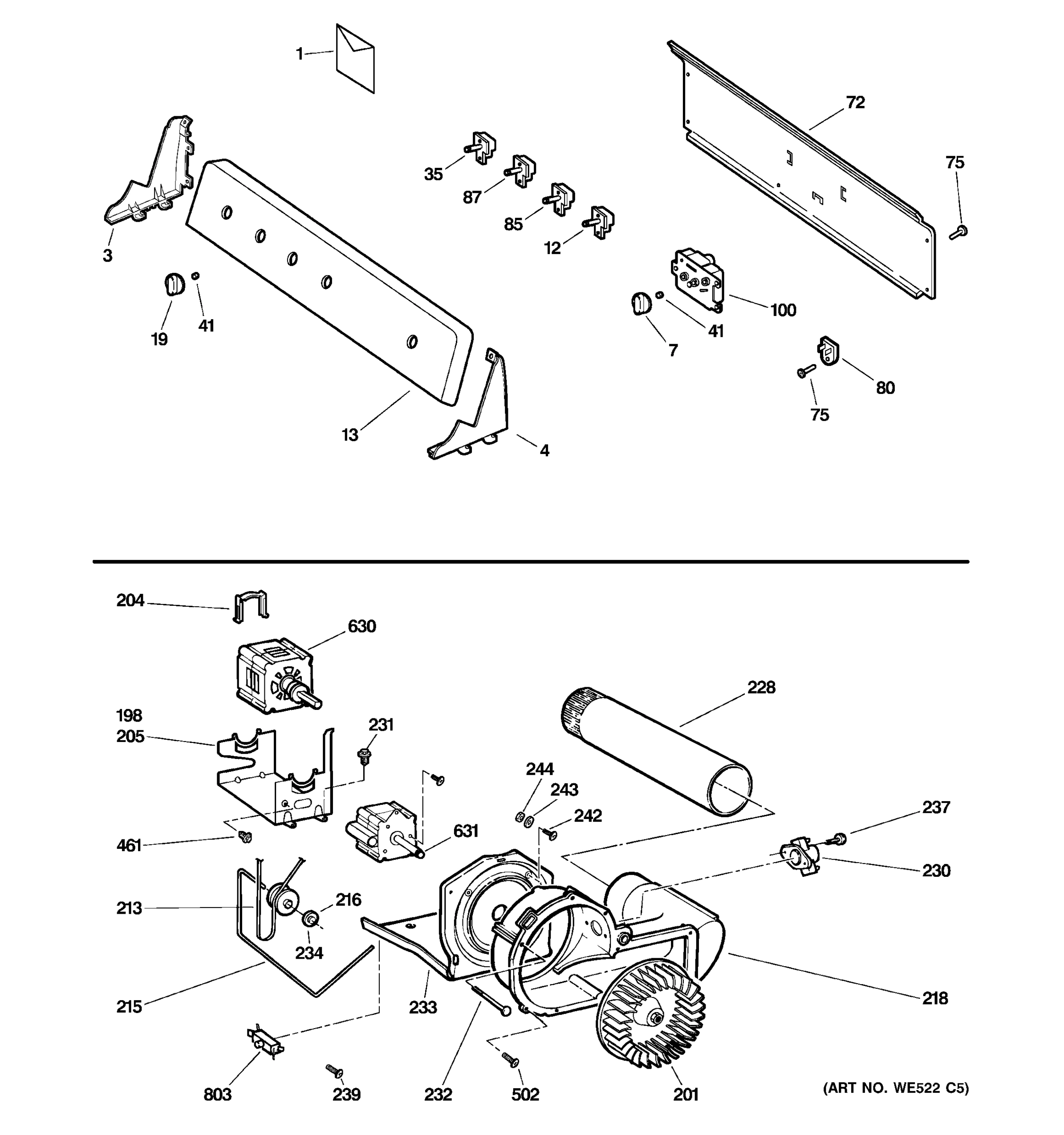 BACKSPLASH, BLOWER & MOTOR ASSEMBLY